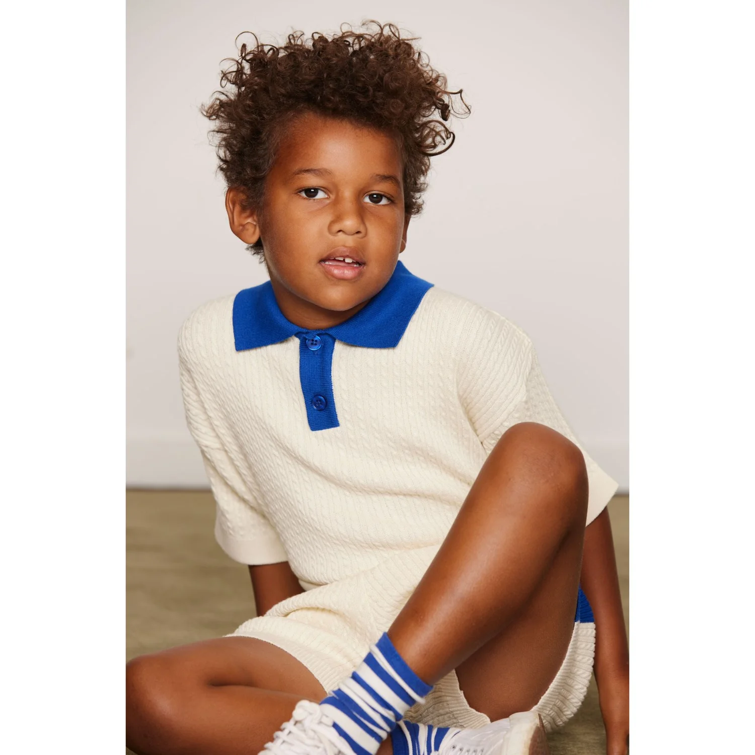 Mini Rodini Off-White Cable Knit Shorts - Image 4