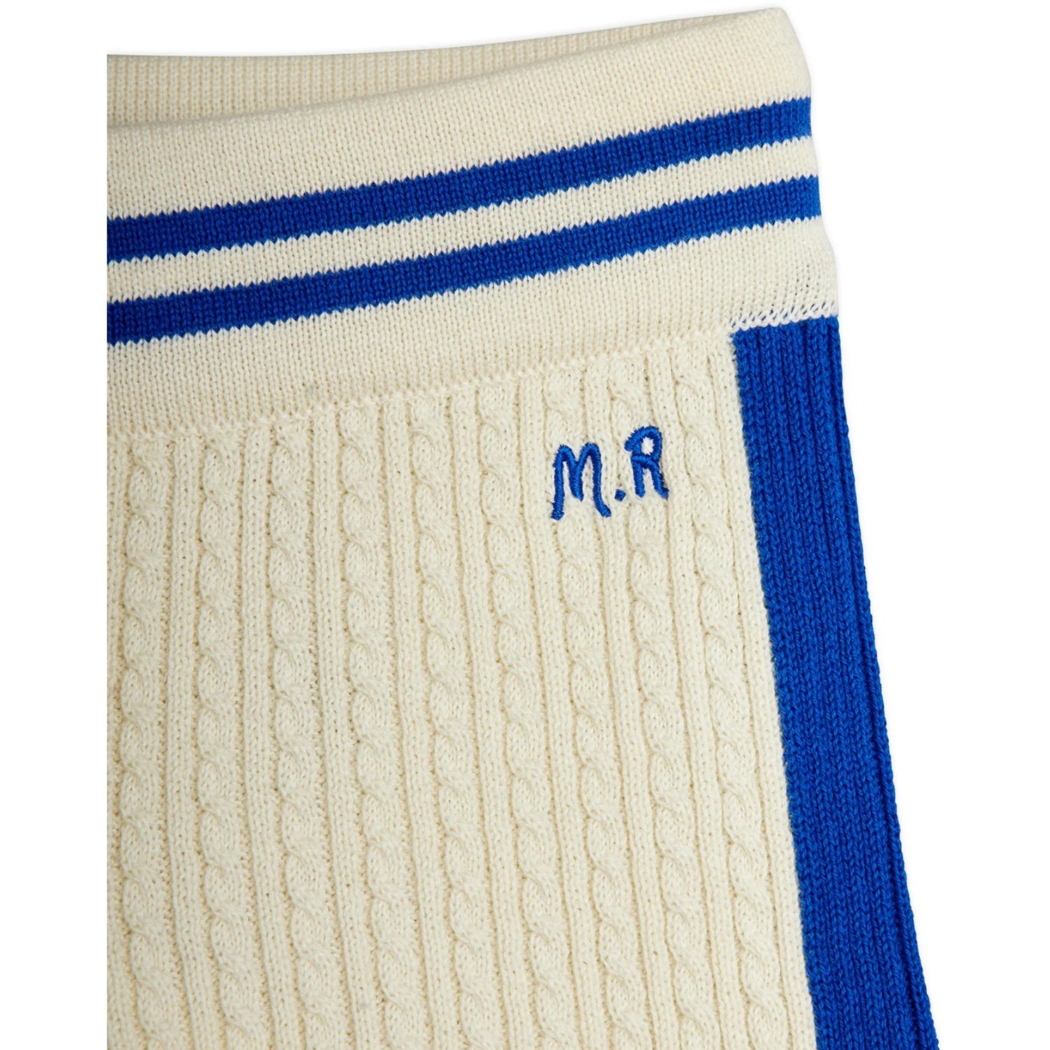 Mini Rodini Off-White Cable Knit Shorts - Image 6