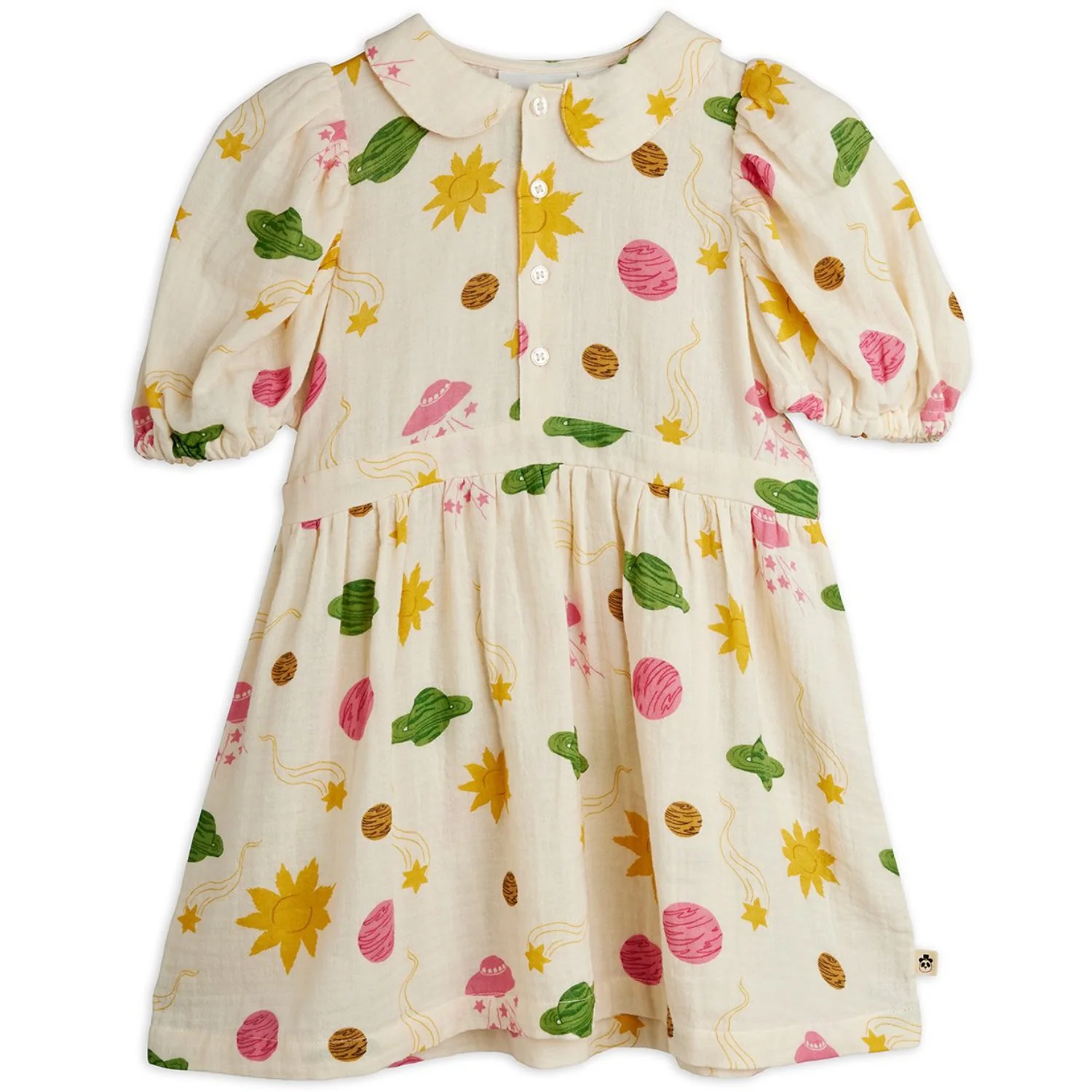 Mini Rodini Off-white Space AOP Muslin Woven Ss Dress