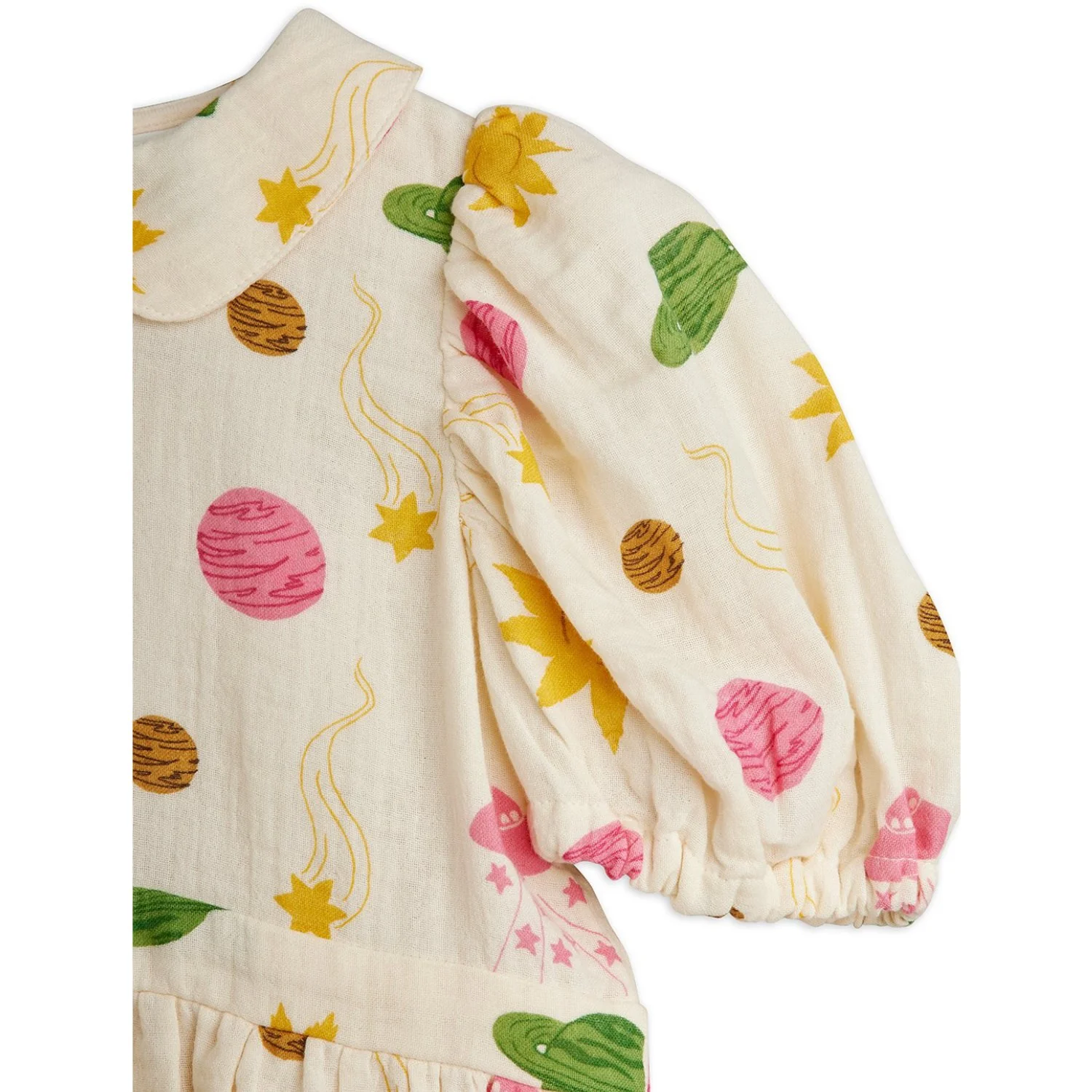 Mini Rodini Off-white Space AOP Muslin Woven Ss Dress - Image 2