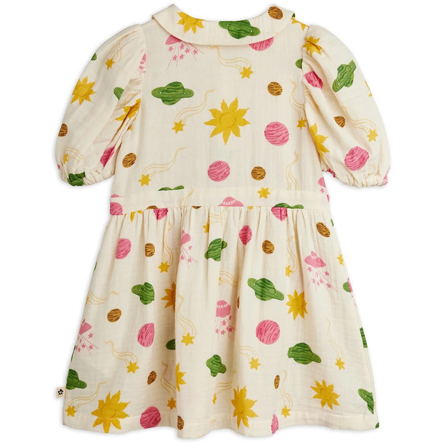Mini Rodini Off-white Space AOP Muslin Woven Ss Dress - Image 3