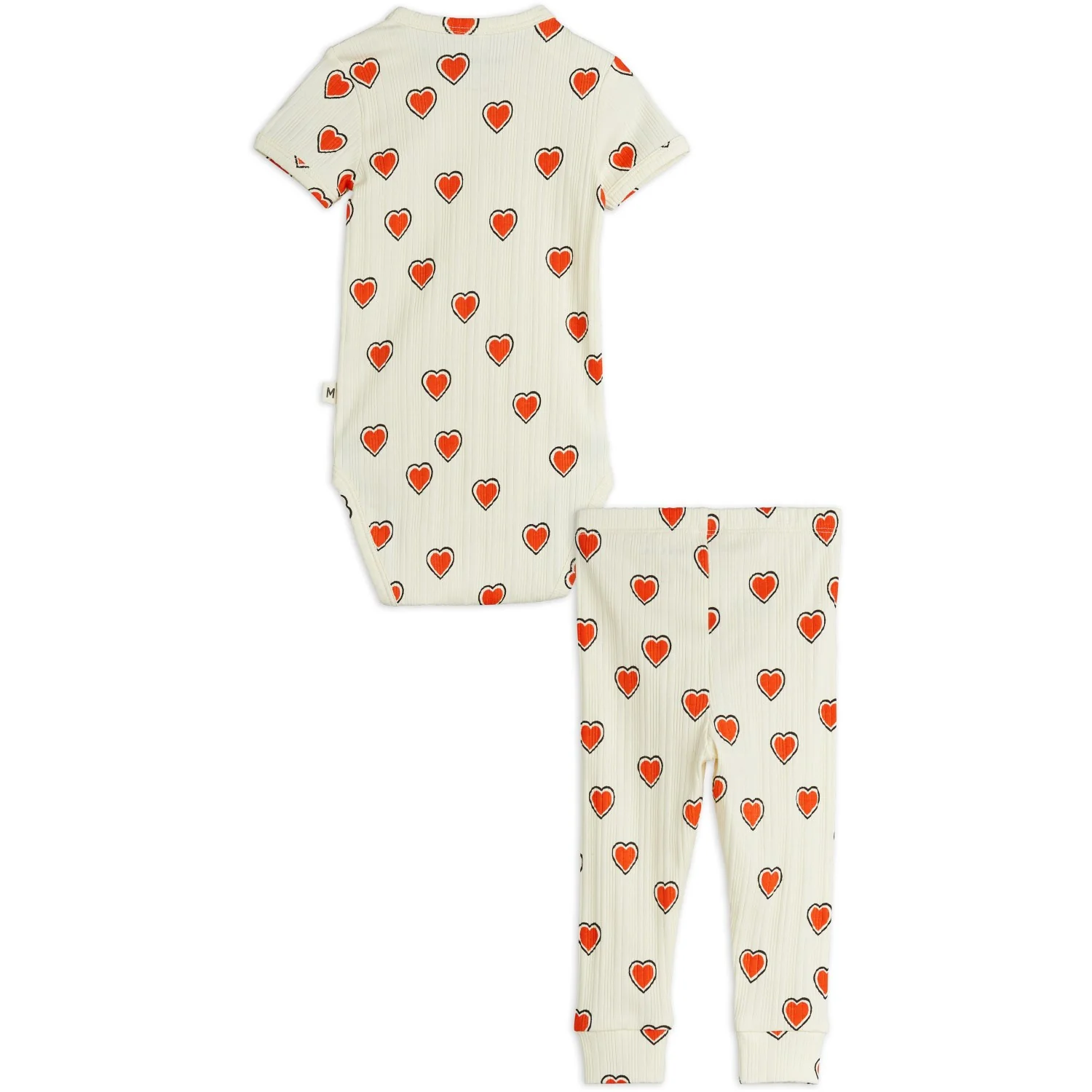 Mini Rodini Offwhite Outlined Hearts AOP Baby Set - Image 4