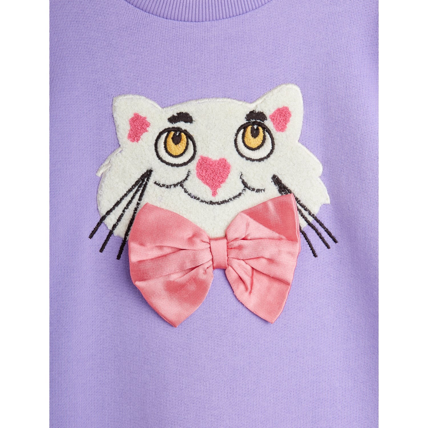 Mini Rodini Purple Cat With Bowtie Chenille Sweatdress - Image 2