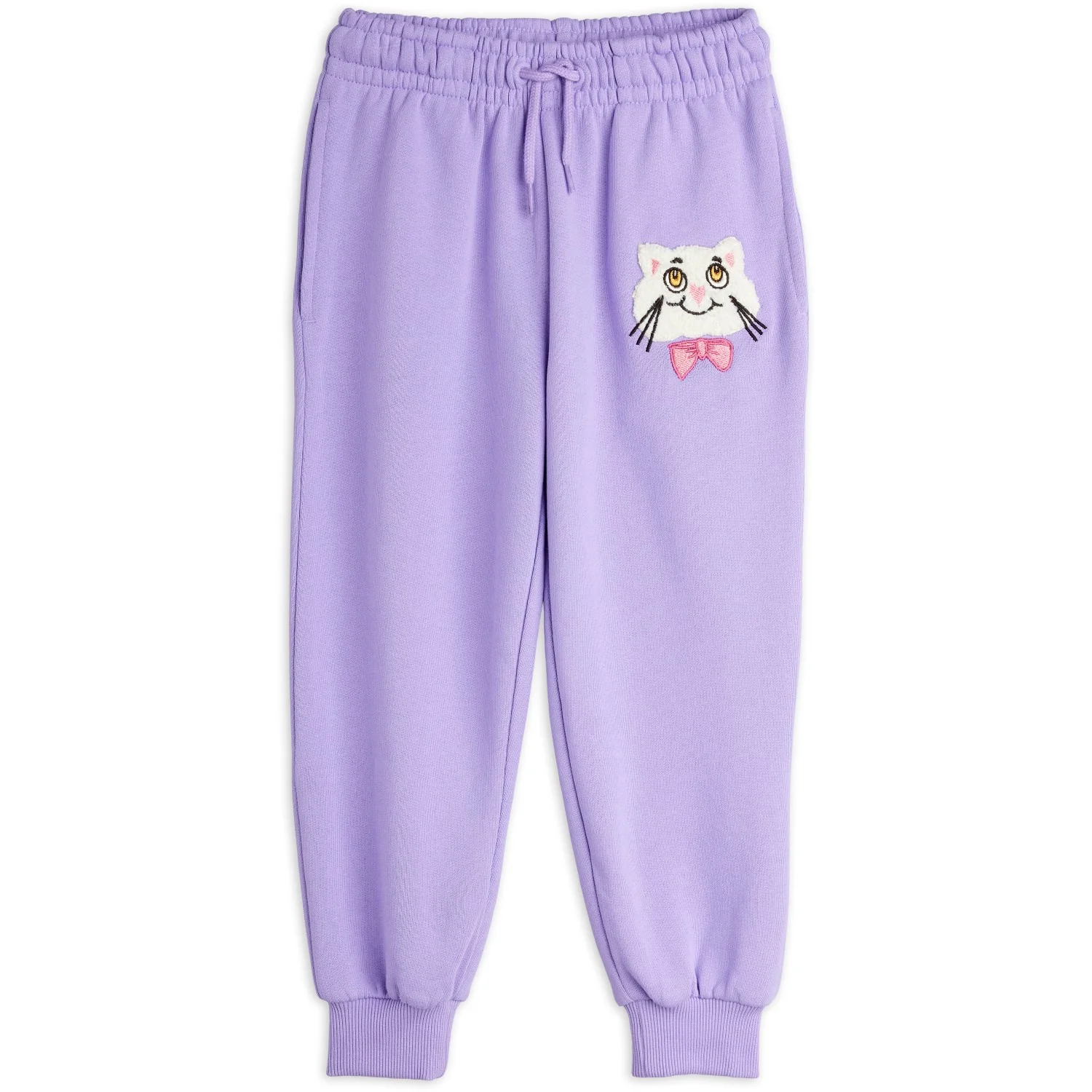 Mini Rodini Purple Cat With Bowtie Chenille Sweatpants