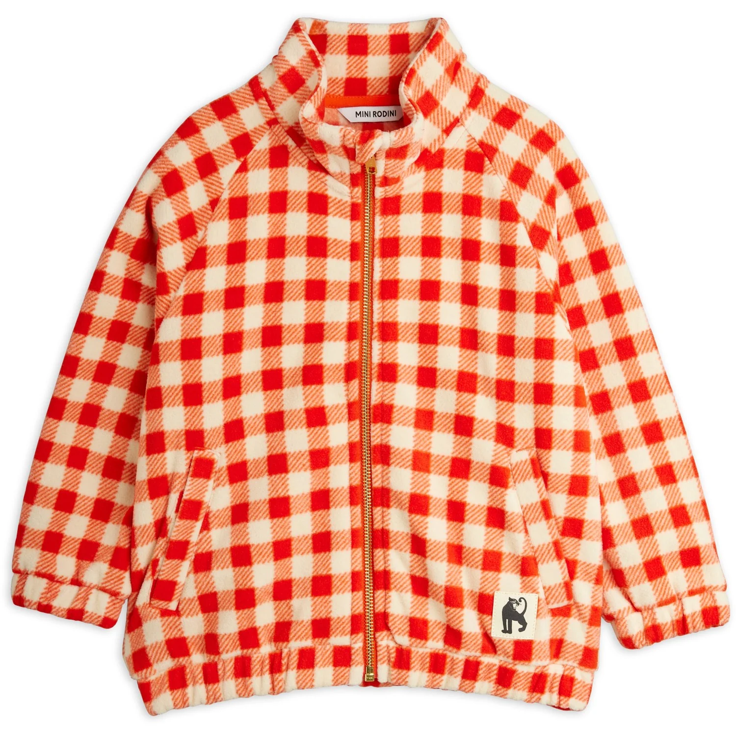 Mini Rodini Red Gingham AOP Fleece Jacket - Image 4