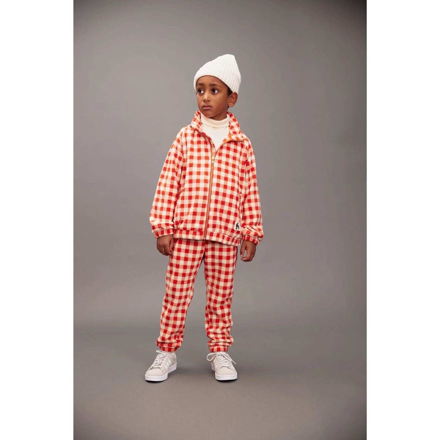 Mini Rodini Red Gingham AOP Fleece Jacket - Image 7