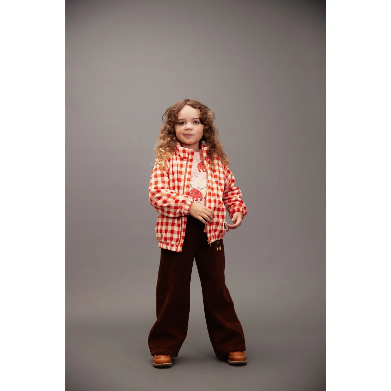 Mini Rodini Red Gingham AOP Fleece Jacket - Image 8