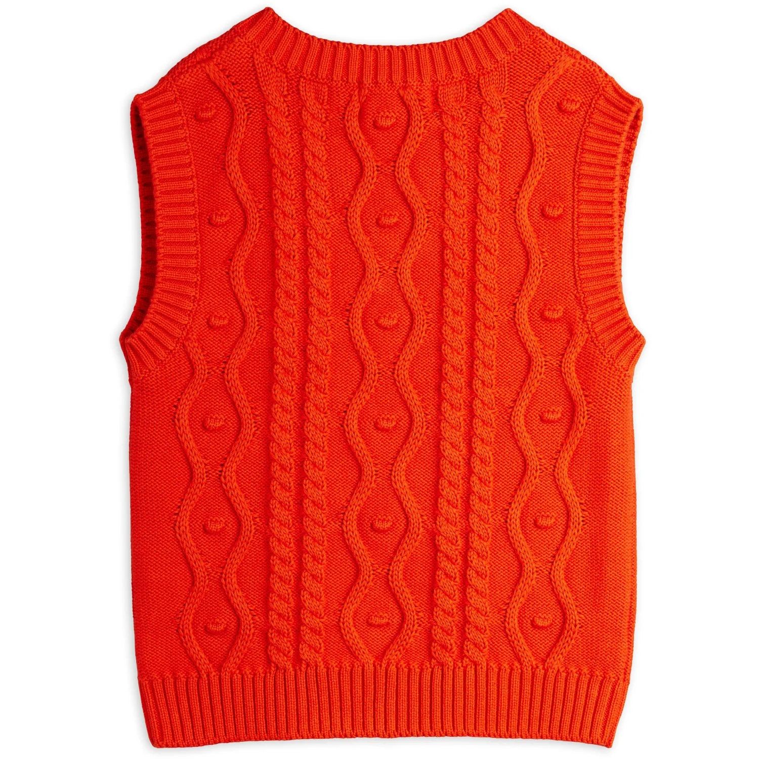 Mini Rodini Red Panda Patch Cable Knit V-Neck Slipover - Image 7