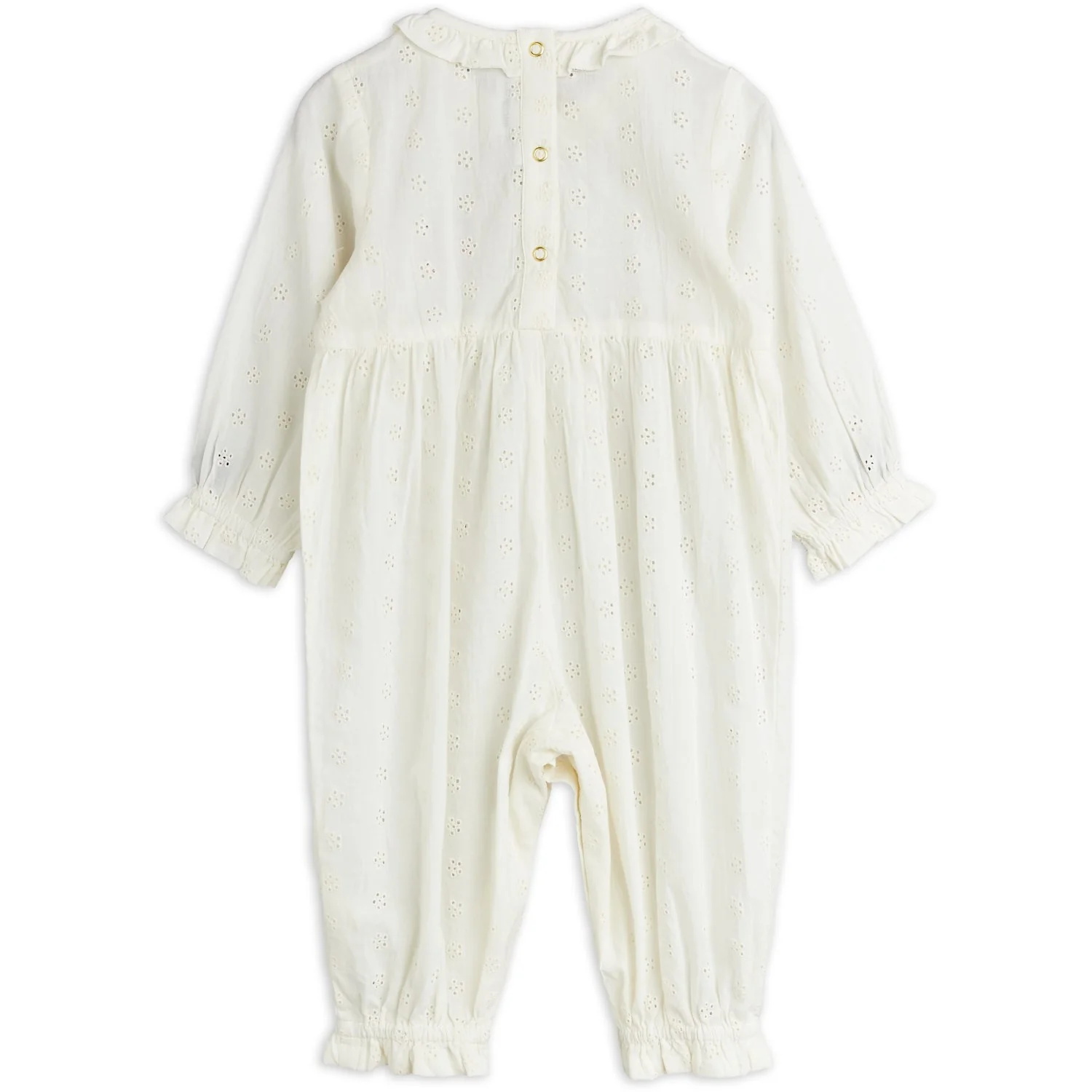 Mini Rodini White Strawberry Emb Schiffli Jumpsuit - Image 3