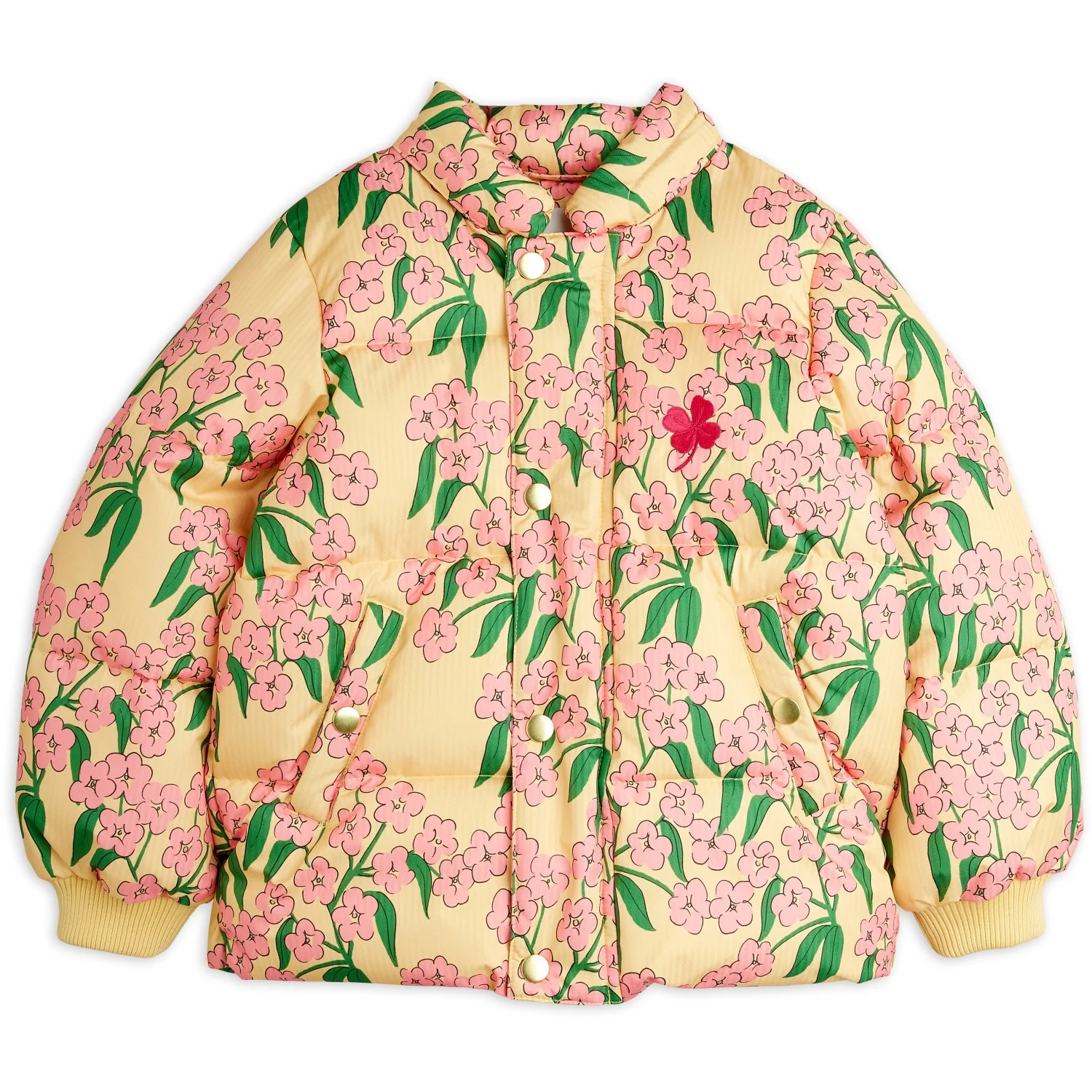 Mini Rodini Yellow Alpine Flowers AOP Hooded Puffer - Image 5