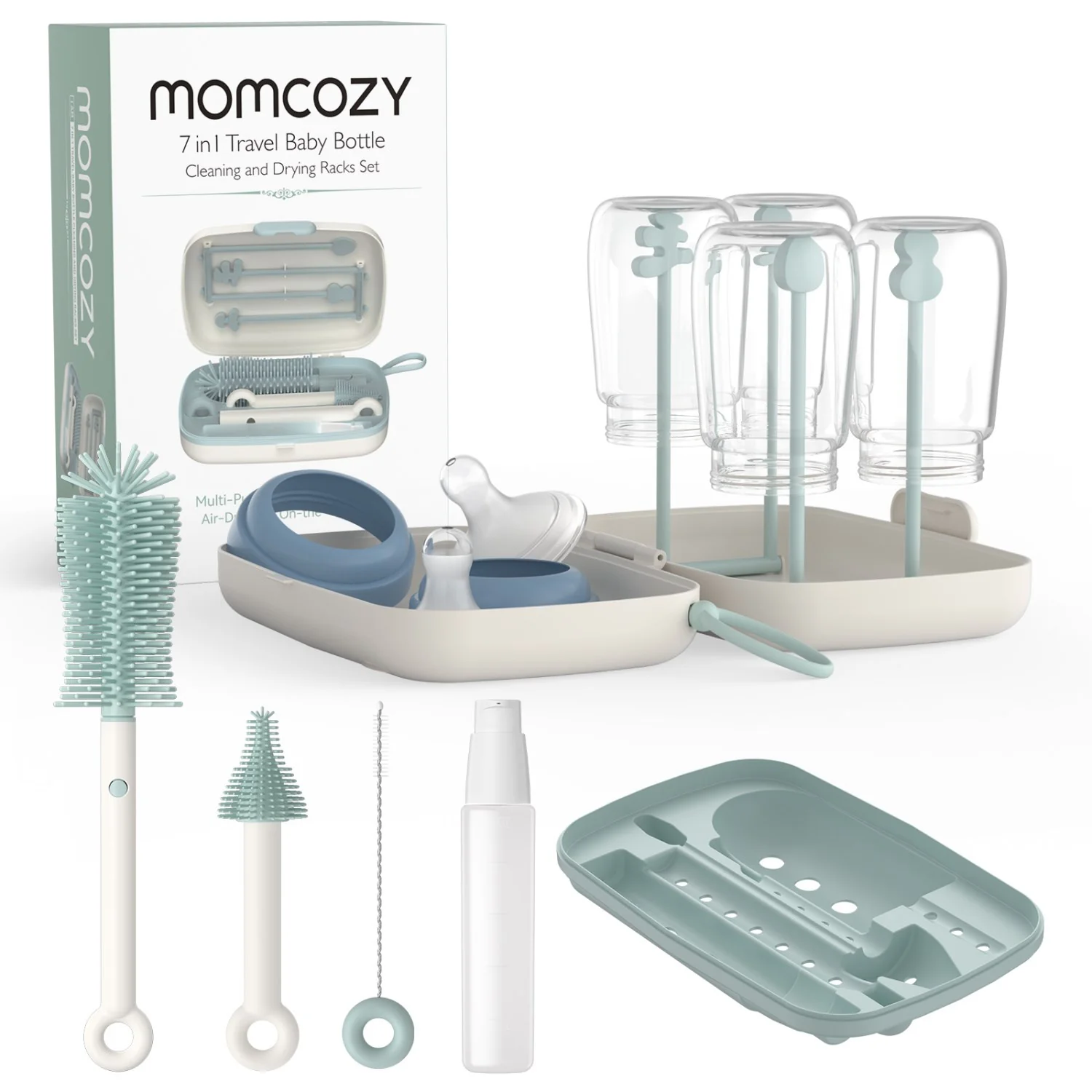 Momcozy Green 7 In 1 Baby Bottle Brush Set - Image 15