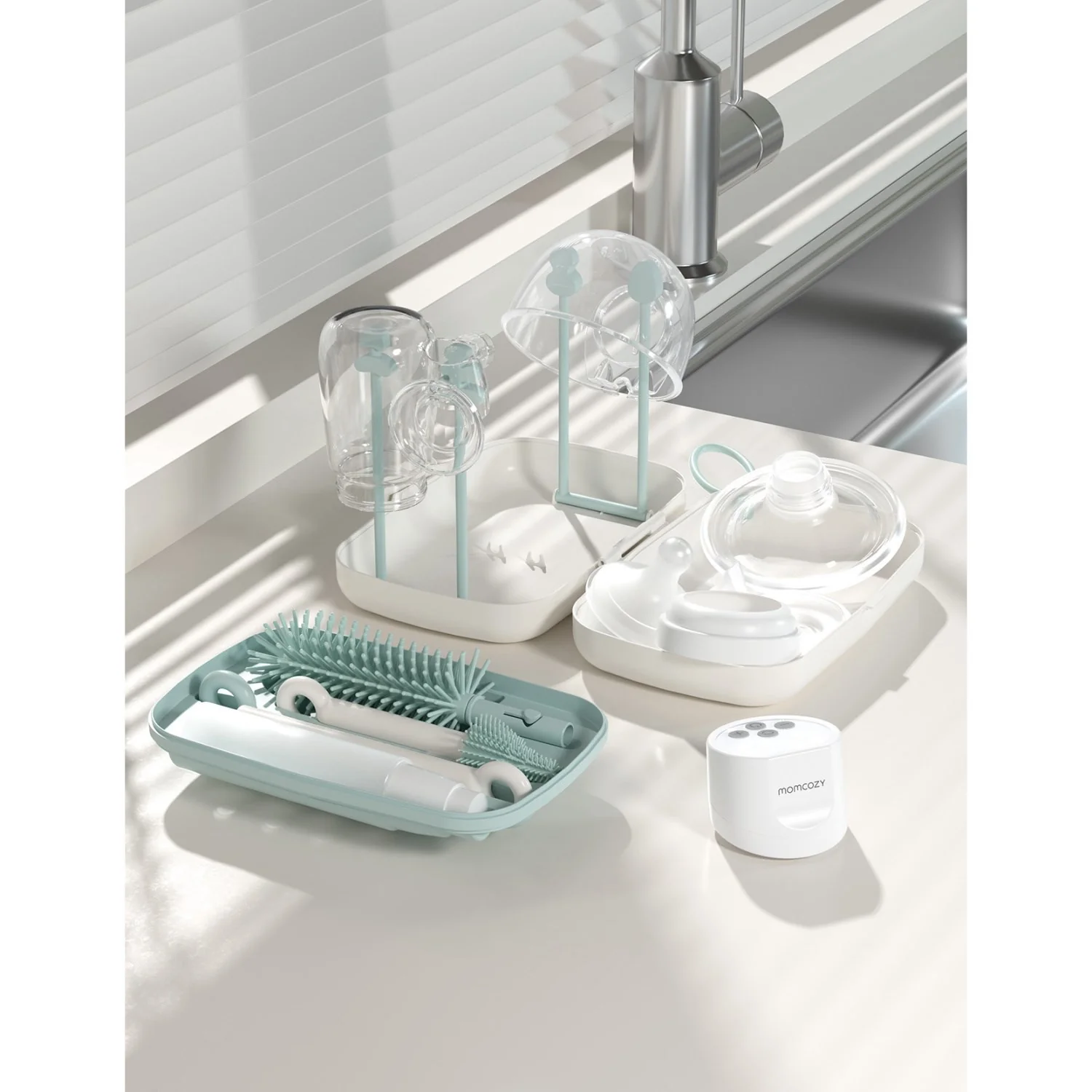 Momcozy Green 7 In 1 Baby Bottle Brush Set - Image 2