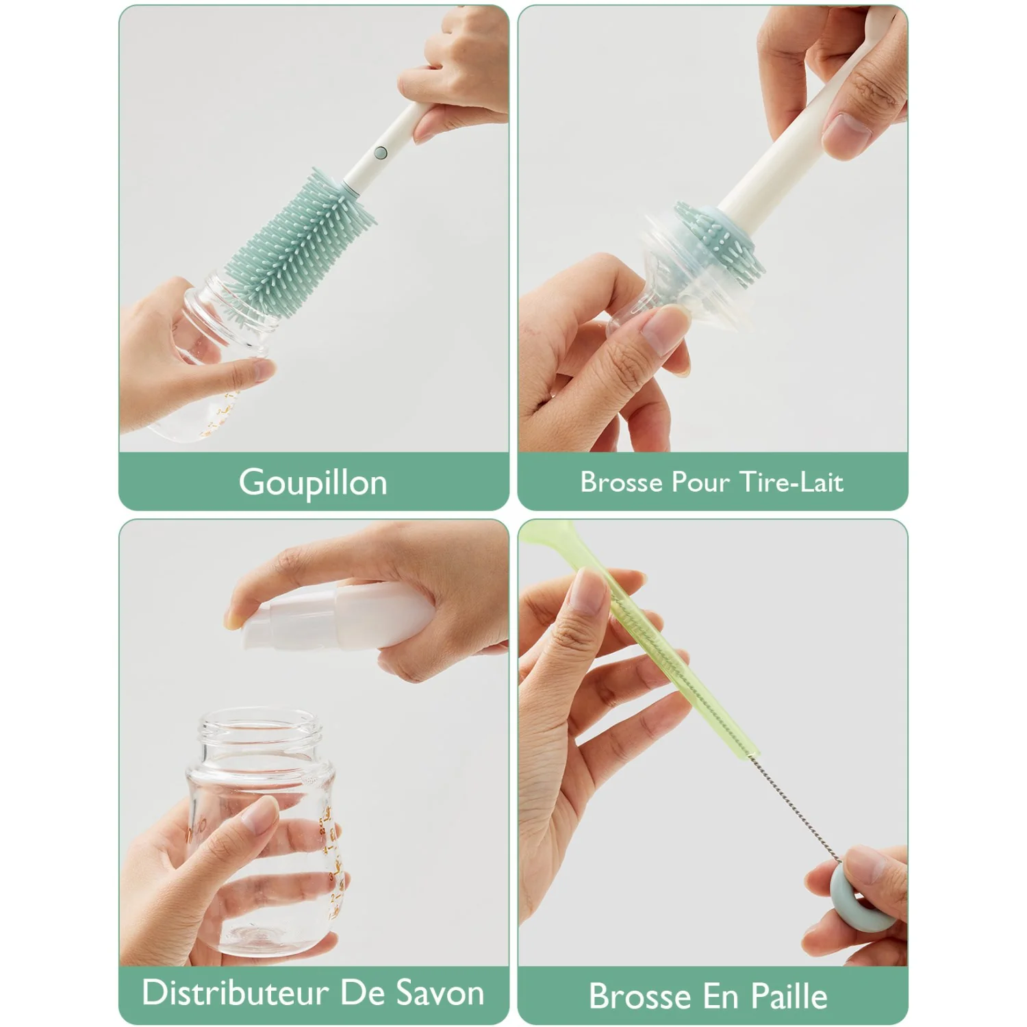Momcozy Green 7 In 1 Baby Bottle Brush Set - Image 5