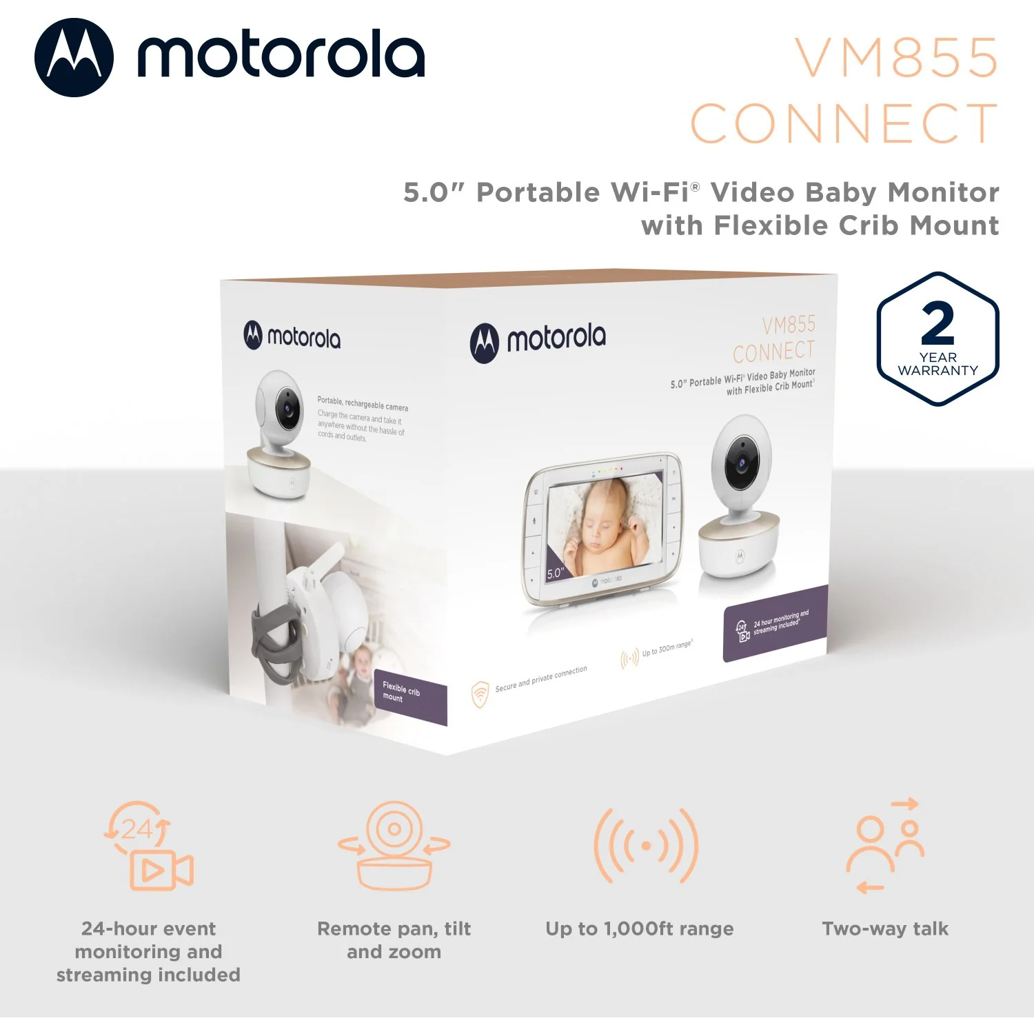 Motorola White Baby Monitor VM855 Connect - Image 3