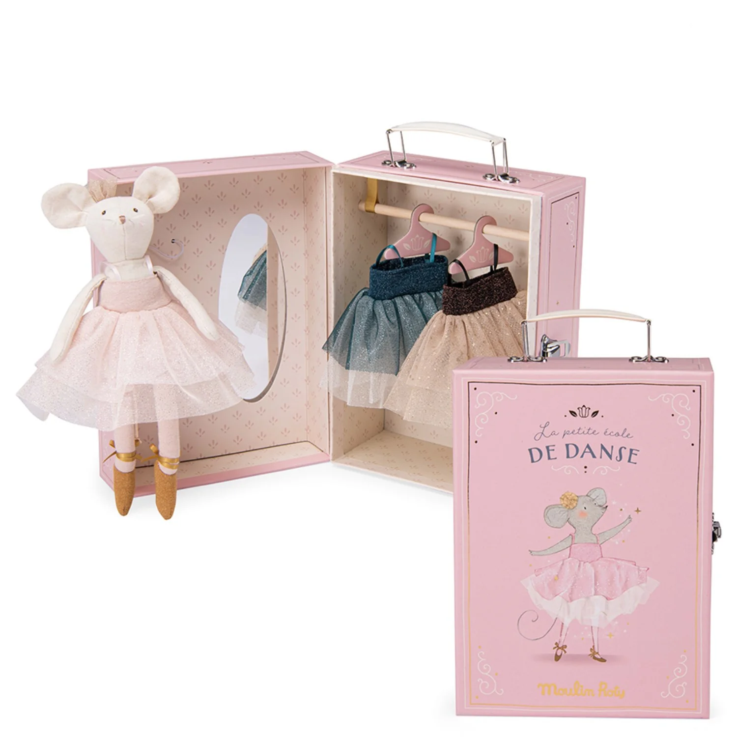 Moulin Roty Ballerina Mouse in Suitcase 26 cm - Suzie's Wardrobe