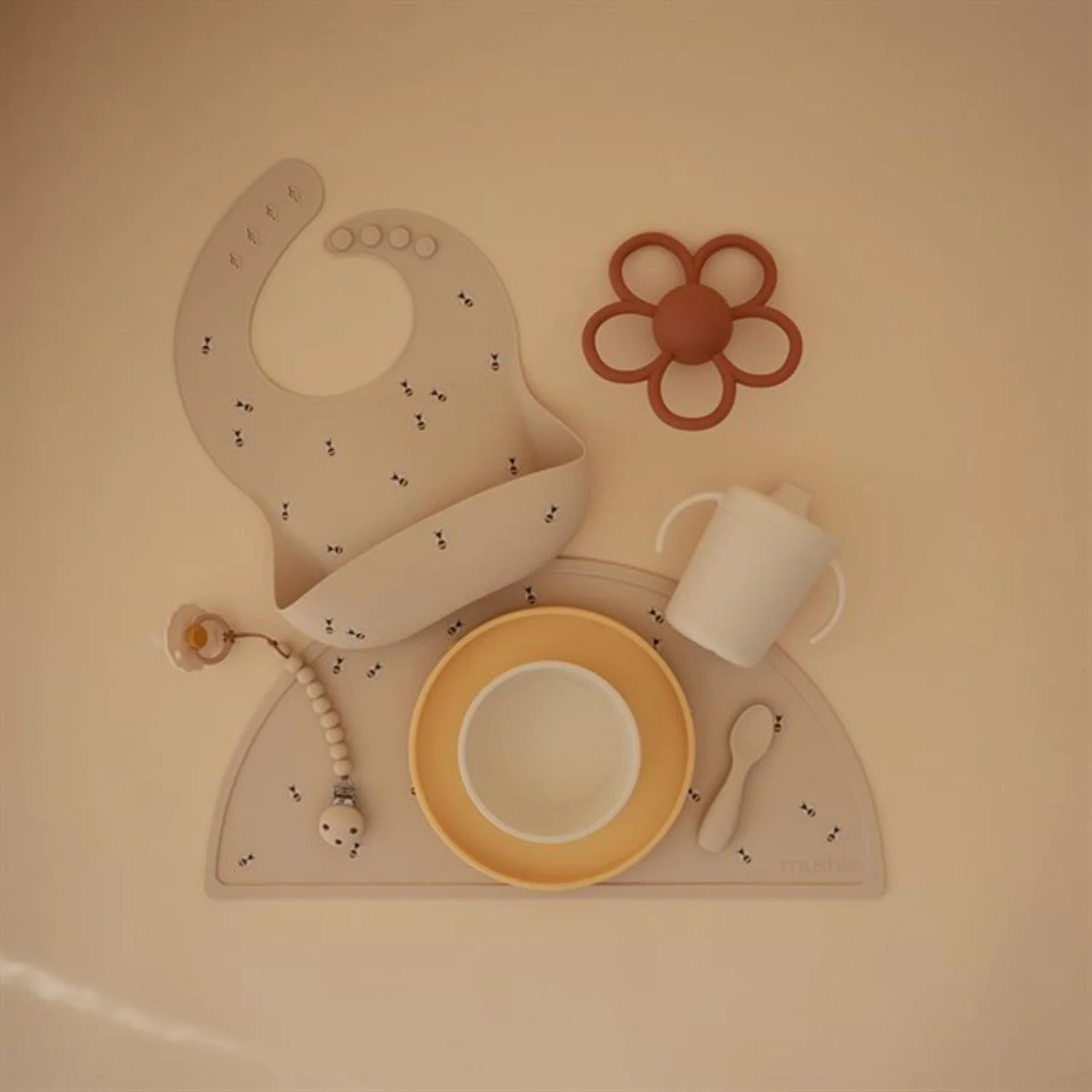 Mushie Bees Silicone Bib - Image 4