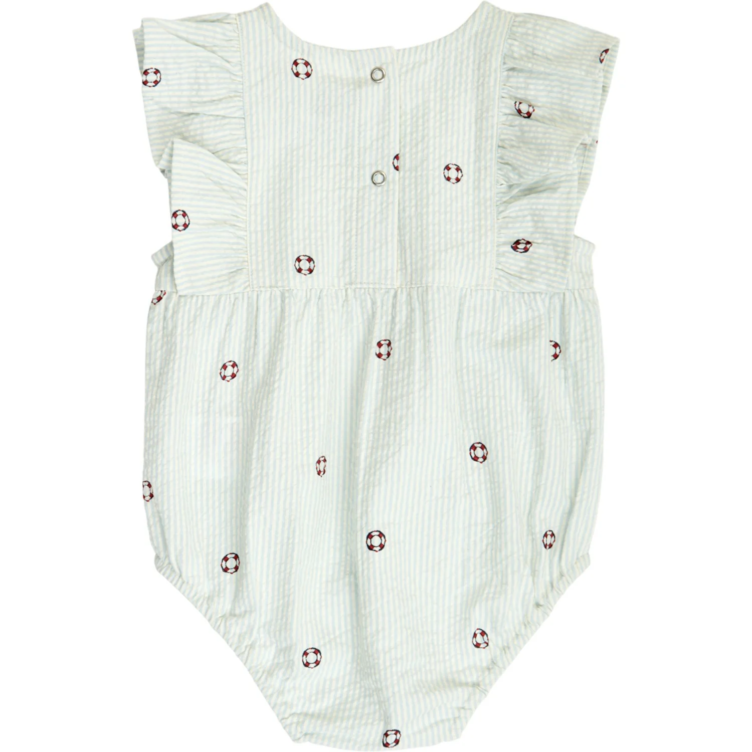 Müsli Tofu/ Ocean/ Mineral Red Seersucker Stripe Frill S/S Body - Image 2