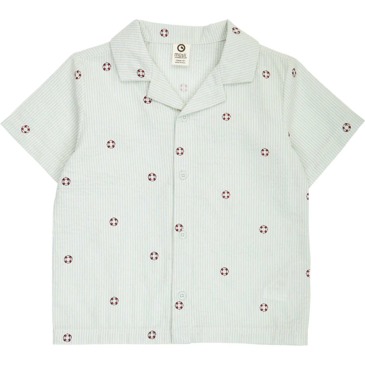 Müsli Tofu/ Ocean/ Mineral Red Seersucker Stripe S/S Shirt