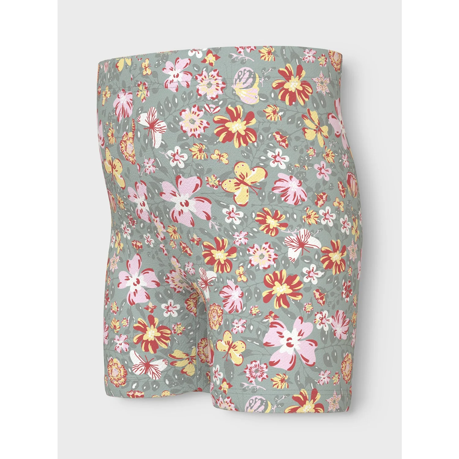 Name It Aqua Gray Yellow Flower Vayo Short Leggings - Image 2