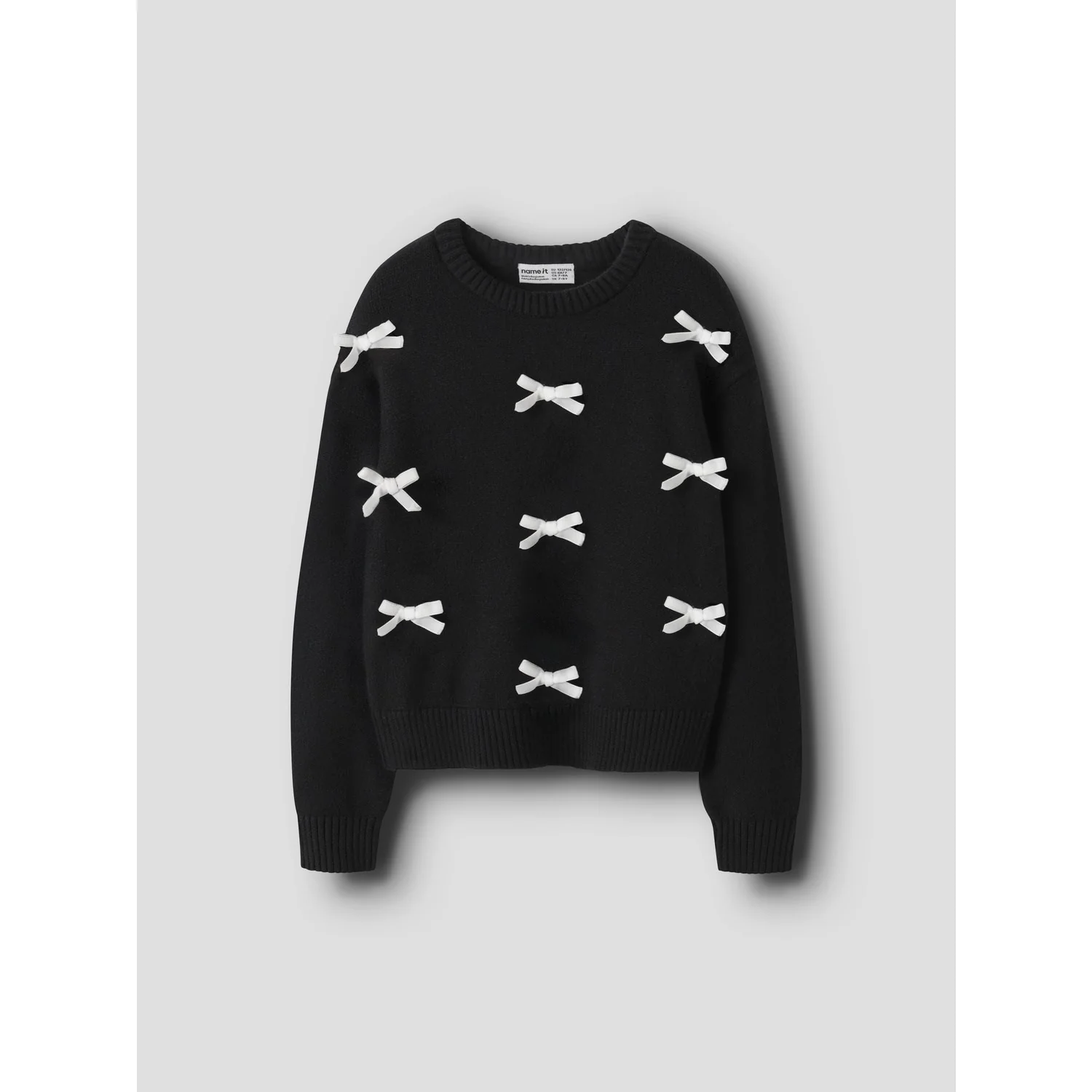 Name It Black Bright White Bow Nkfsonja Ls Knit - Image 4