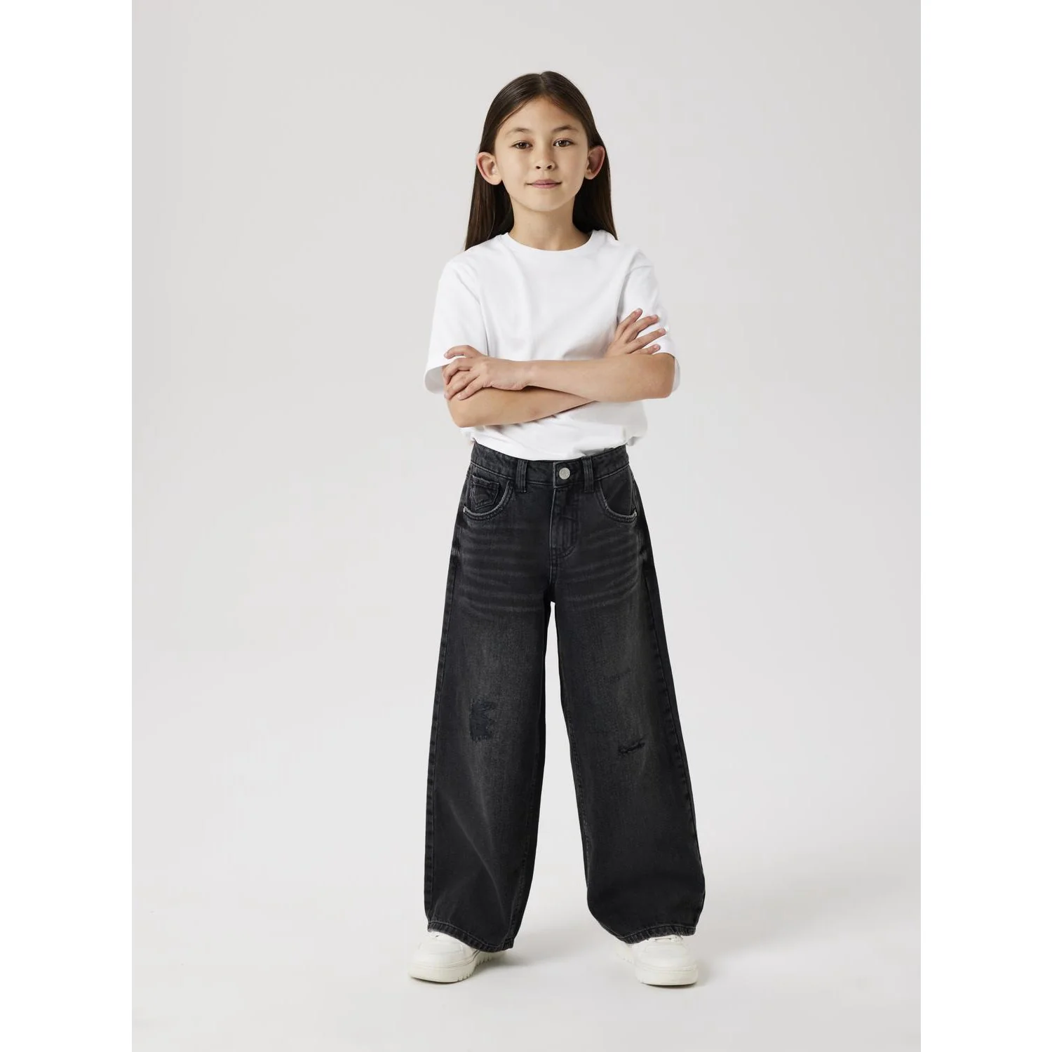Name It Black Denim Nkfrose Hw Wide Jeans Destr 1411-Be Noos - Image 2