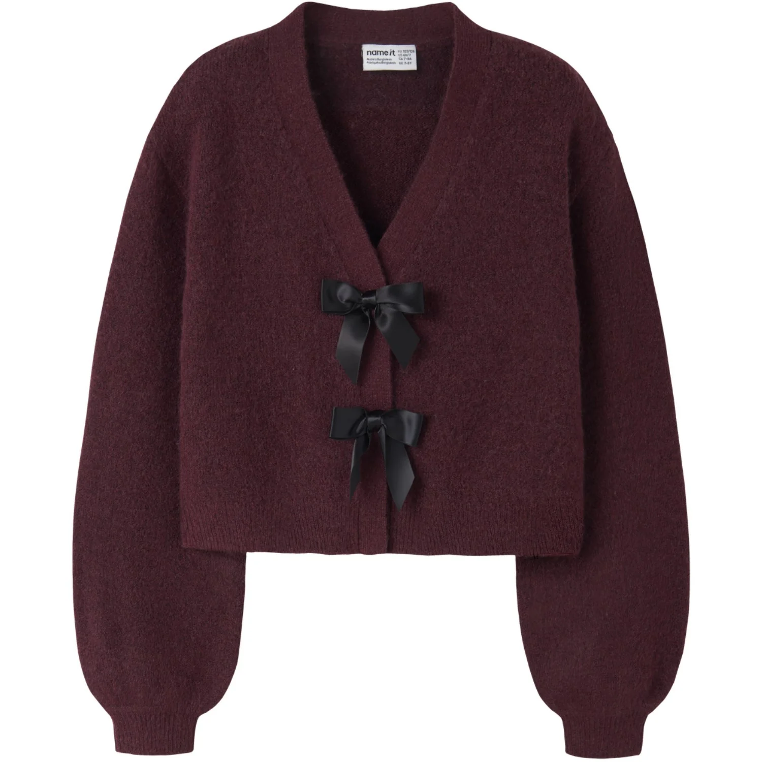 Name It Burgundy Black Bow Nkfrina Ls Knit Card
