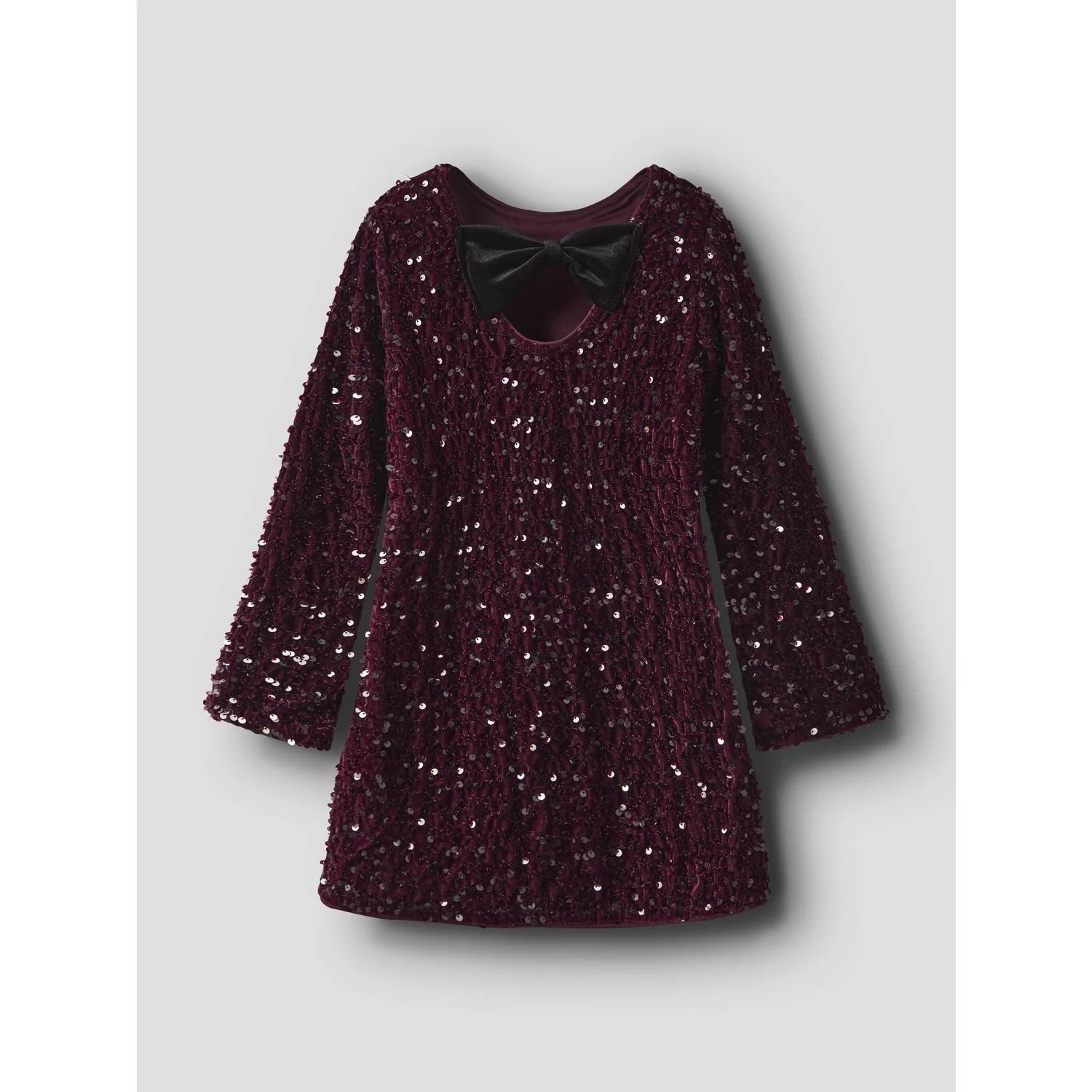 Name It Burgundy Black Bow Nkfrusitta Ls Dress - Image 5