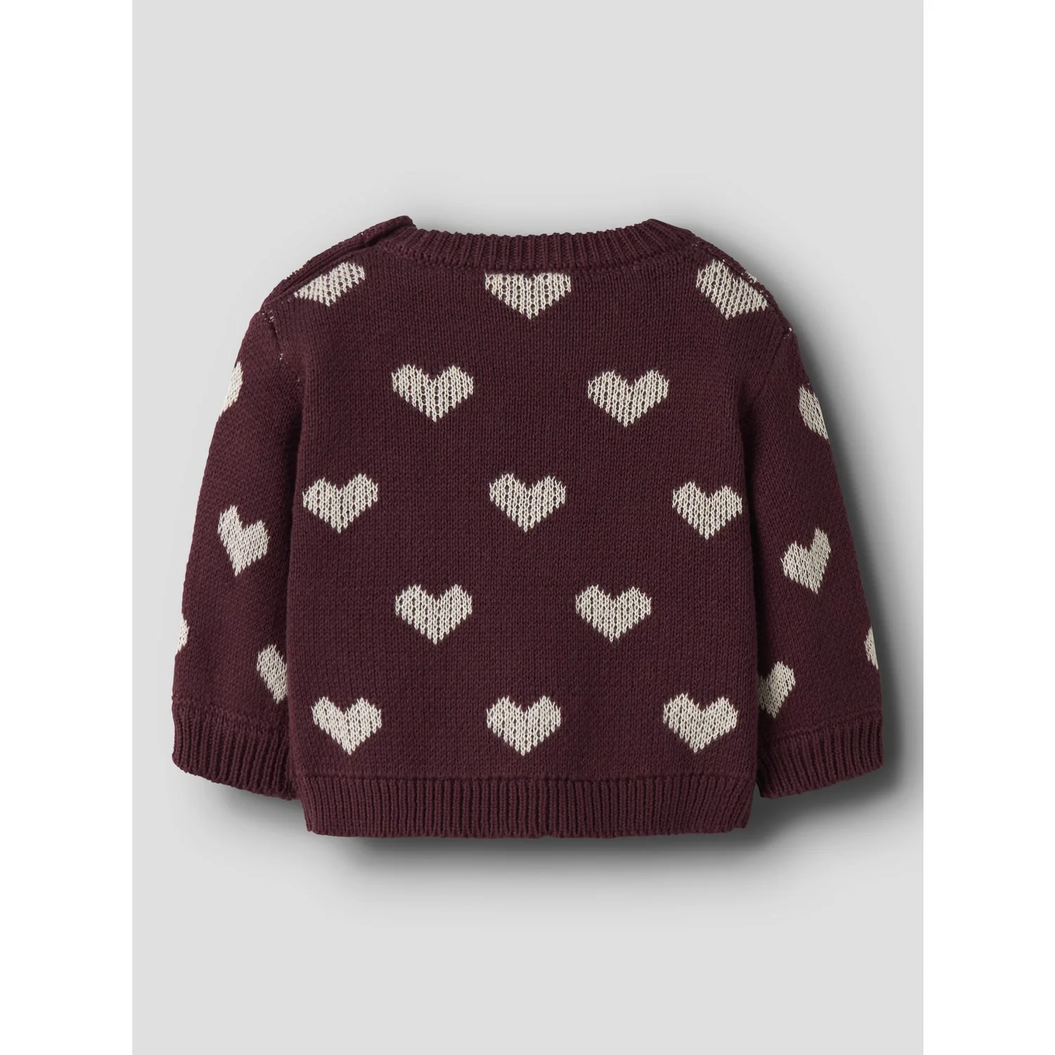 Name It Burgundy Peyote Heart Nbfoana Ls Knit - Image 3