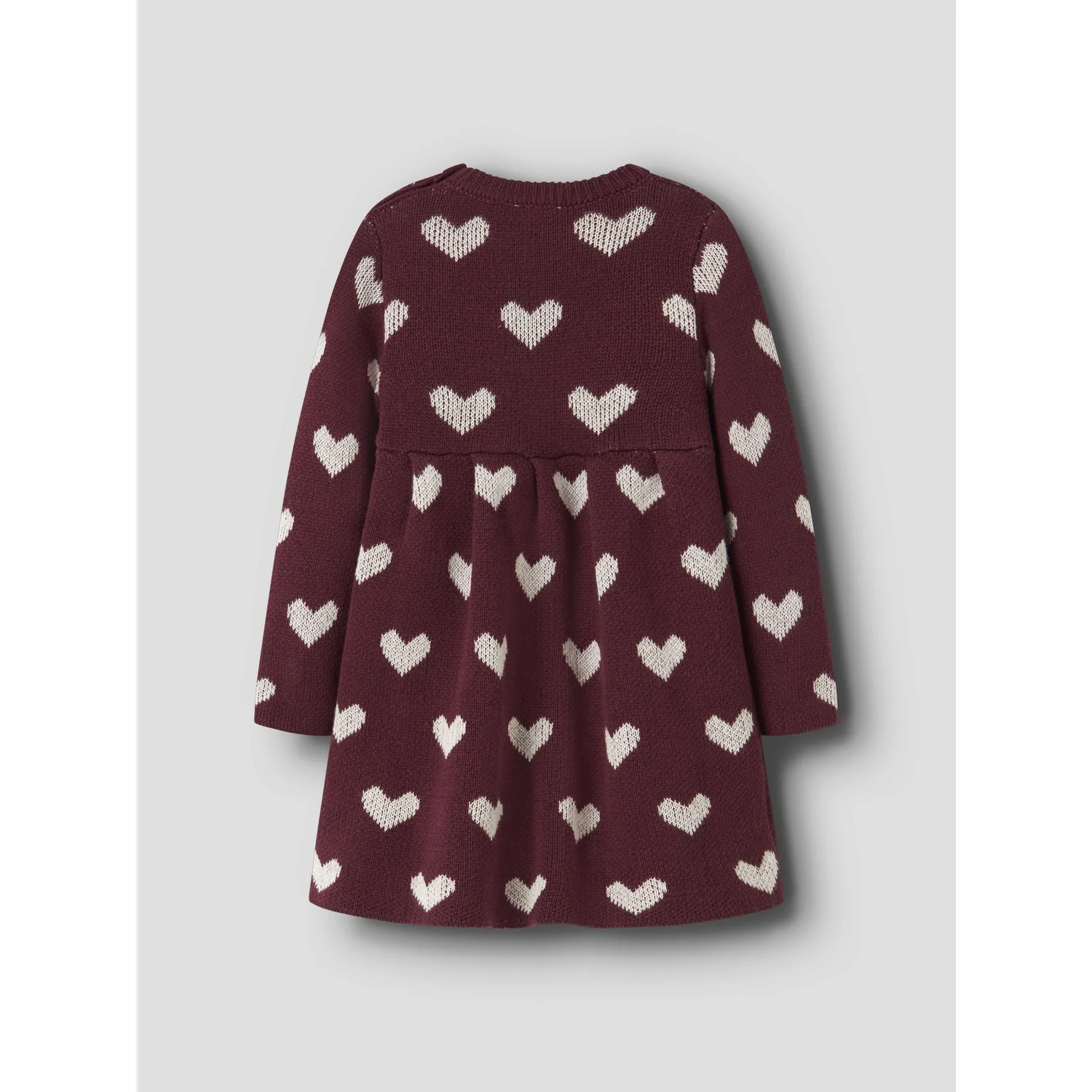 Name It Burgundy Peyote Heart Nbfoana Ls Knit Dress - Image 3
