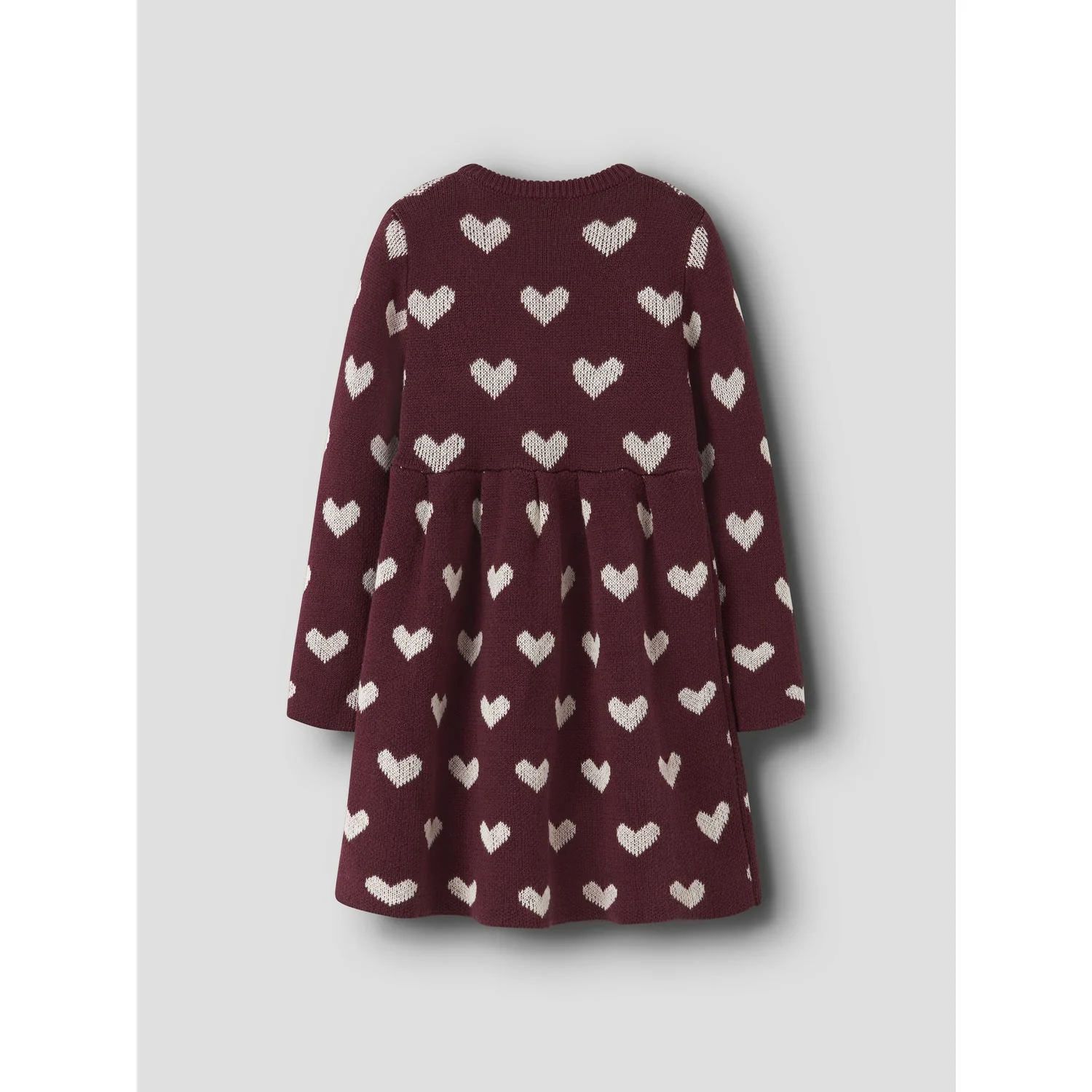 Name It Burgundy Peyote Heart Nmfoana Ls Knit Dress - Image 2