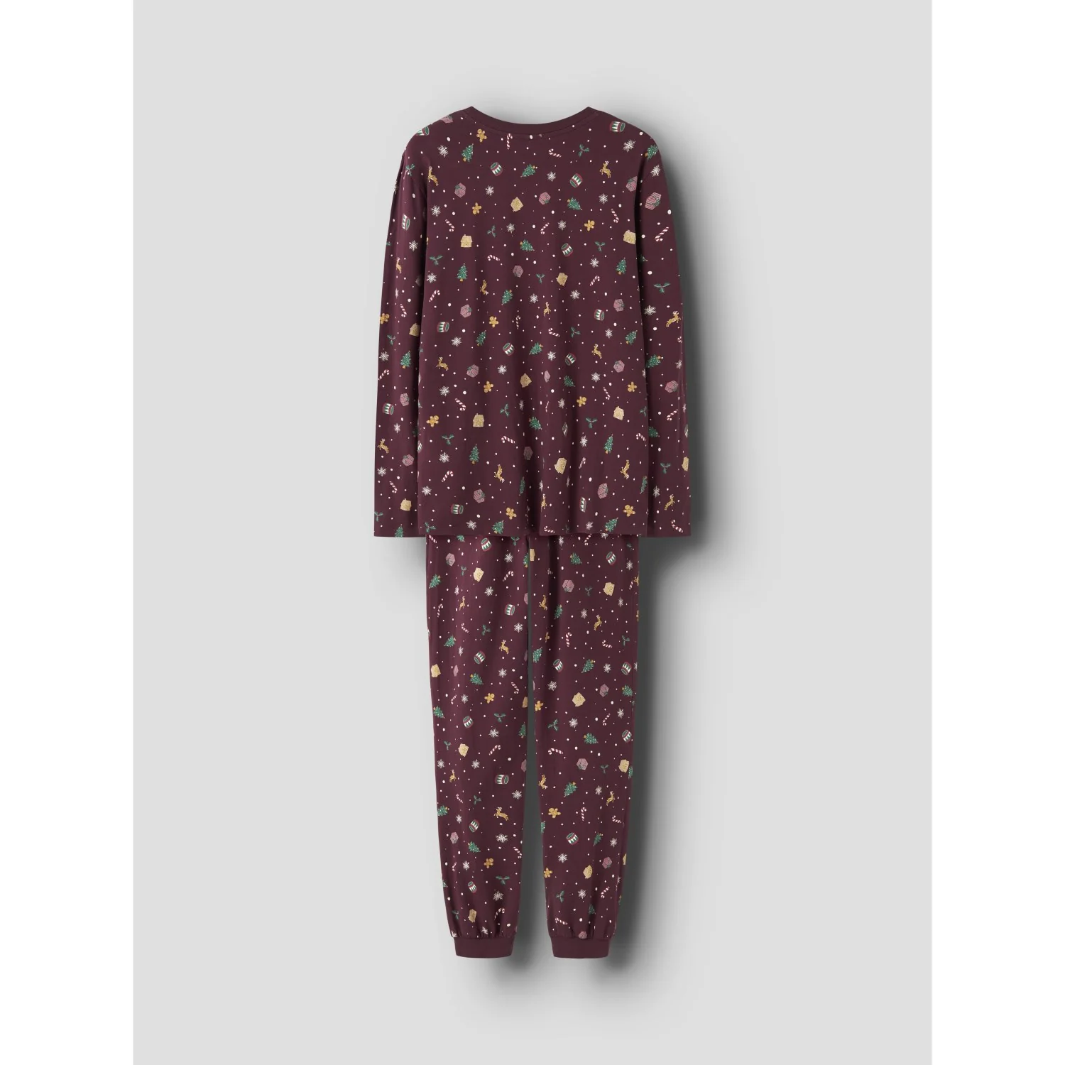 Name It Burgundy Xmas AOP Nanvismas Ls Nightset Adult - Image 4