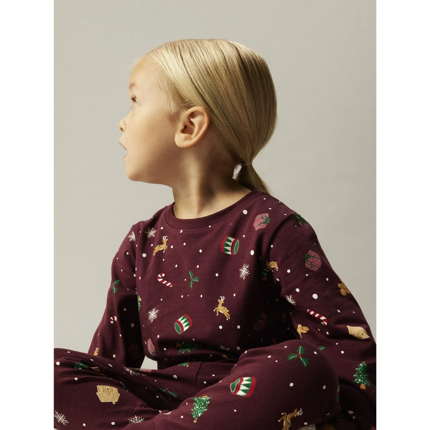 Name It Burgundy Xmas AOP Nmnvismas Ls Nightset - Image 3