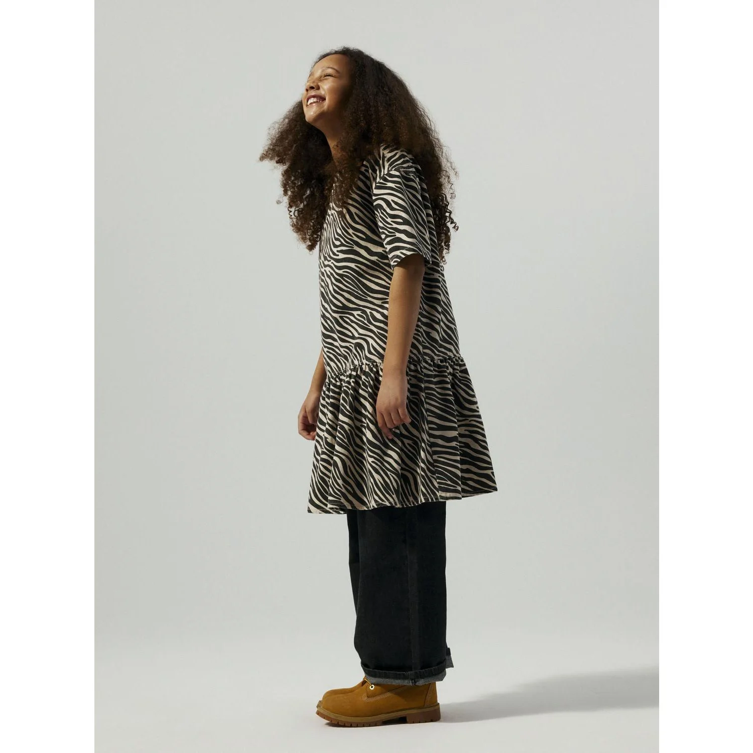 Name It Cement Black Zebra Nkfzebra Twill Ss Dress 4003-Td D - Image 2