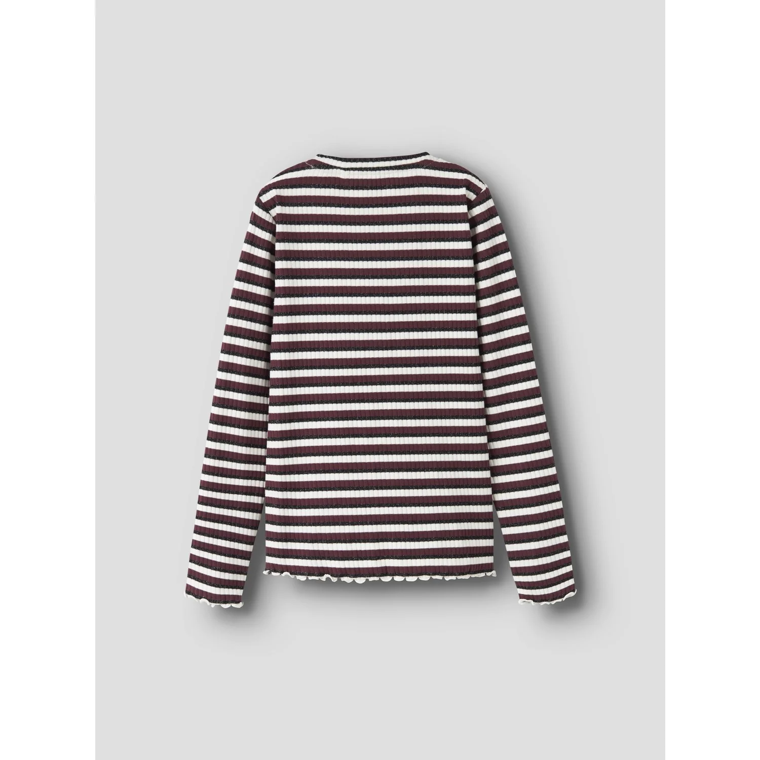 Name It Cloud Dancer Black+Burgundy Nkfvemma Glitter Ls Slim Top - Image 2