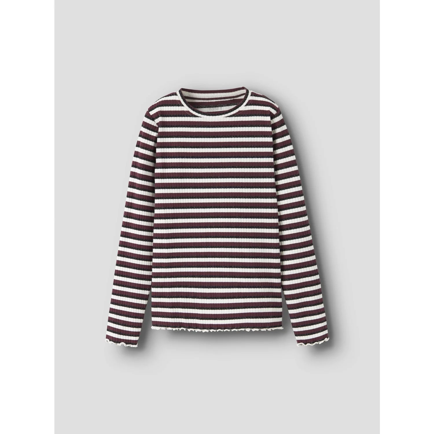 Name It Cloud Dancer Black+Burgundy Nkfvemma Glitter Ls Slim Top - Image 3