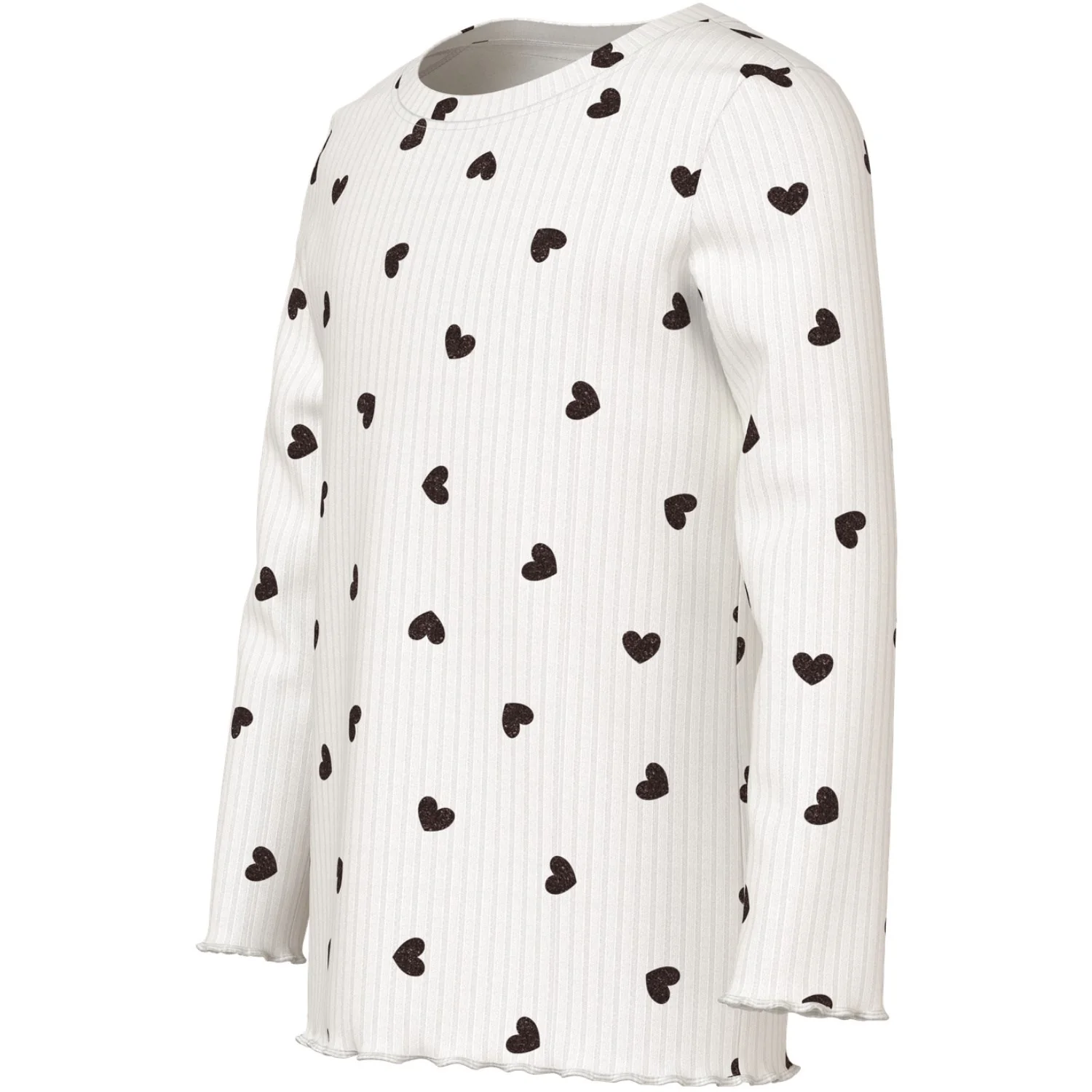 Name It Cloud Dancer Tiny Heart Nmfvemma Glitter Ls Slim Top - Image 2