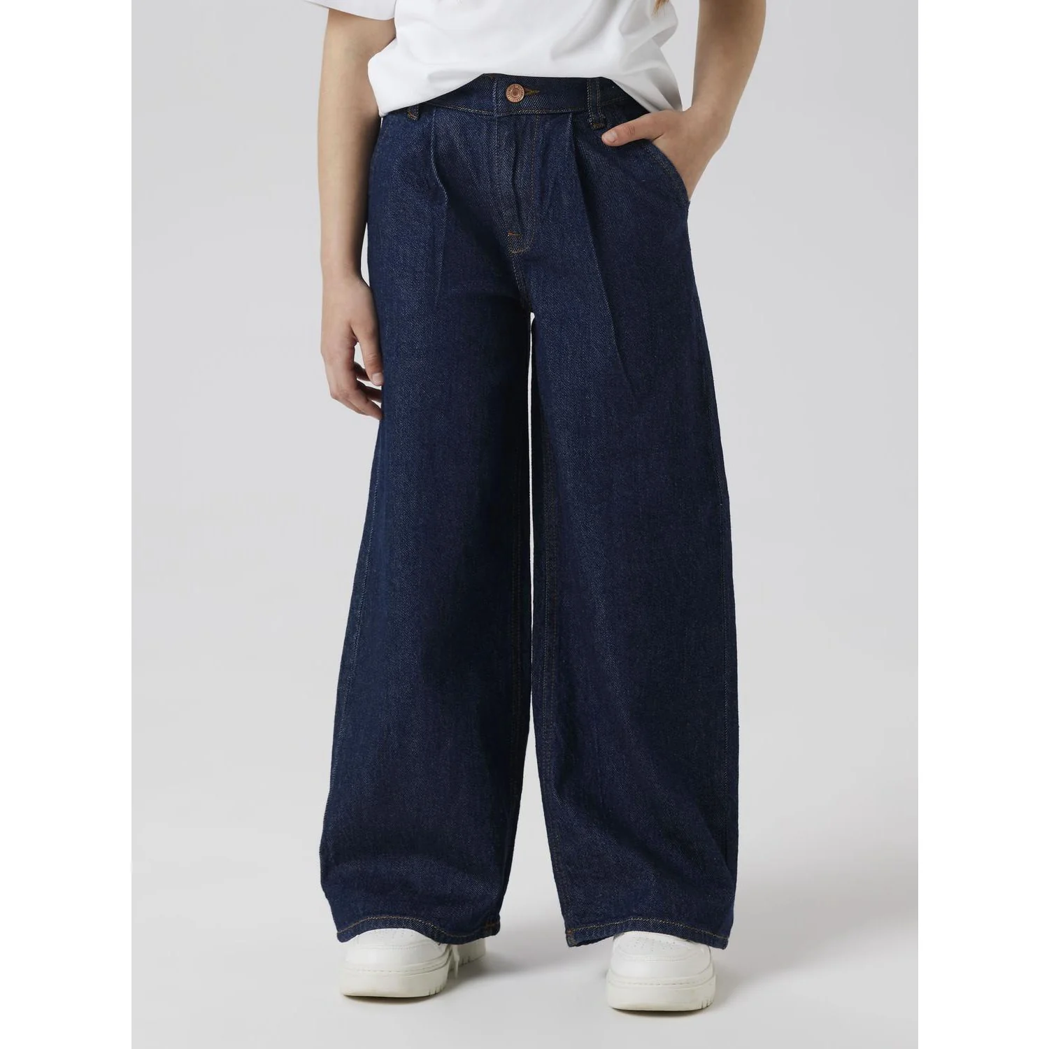 Name It Dark Blue Denim Unwashed Nkfbella Hw W Pleat Jeans 3020-Az L Noos - Image 3