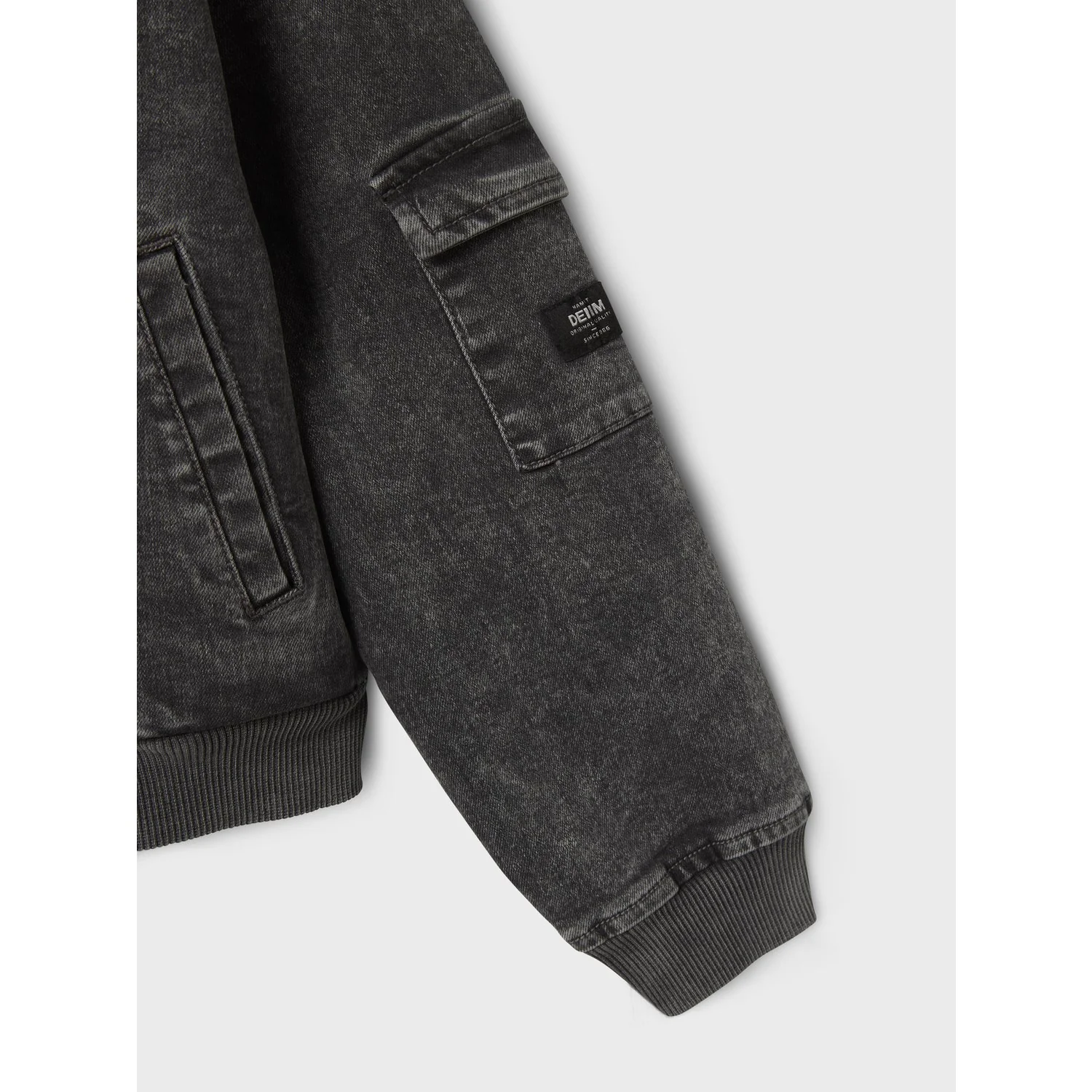 Name It Dark Grey Denim Luna Denim Bomber Jacket - Image 3