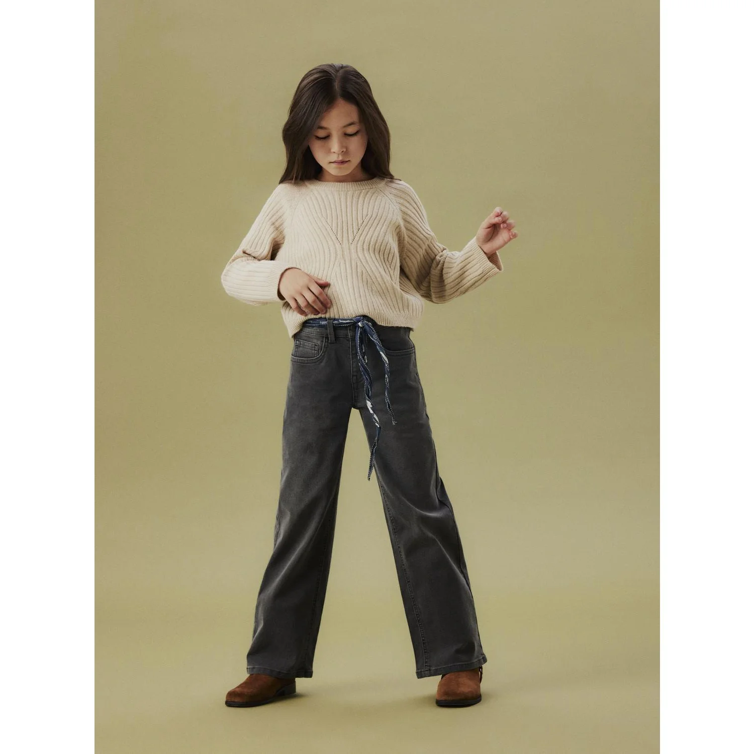 Name It Dark Grey Denim Nkfrose Wide Jeans 8808-Dt Tb - Image 2