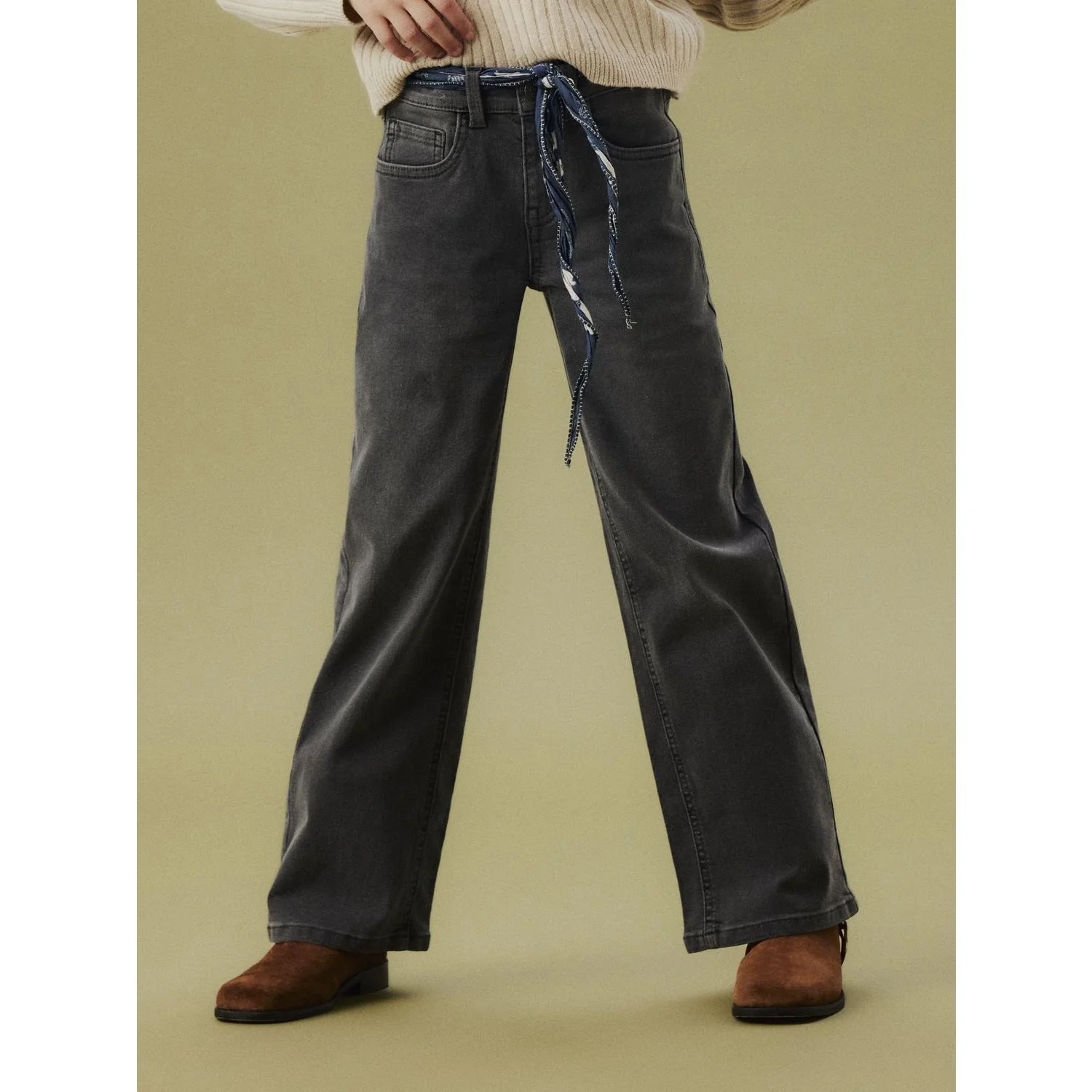 Name It Dark Grey Denim Nkfrose Wide Jeans 8808-Dt Tb - Image 3