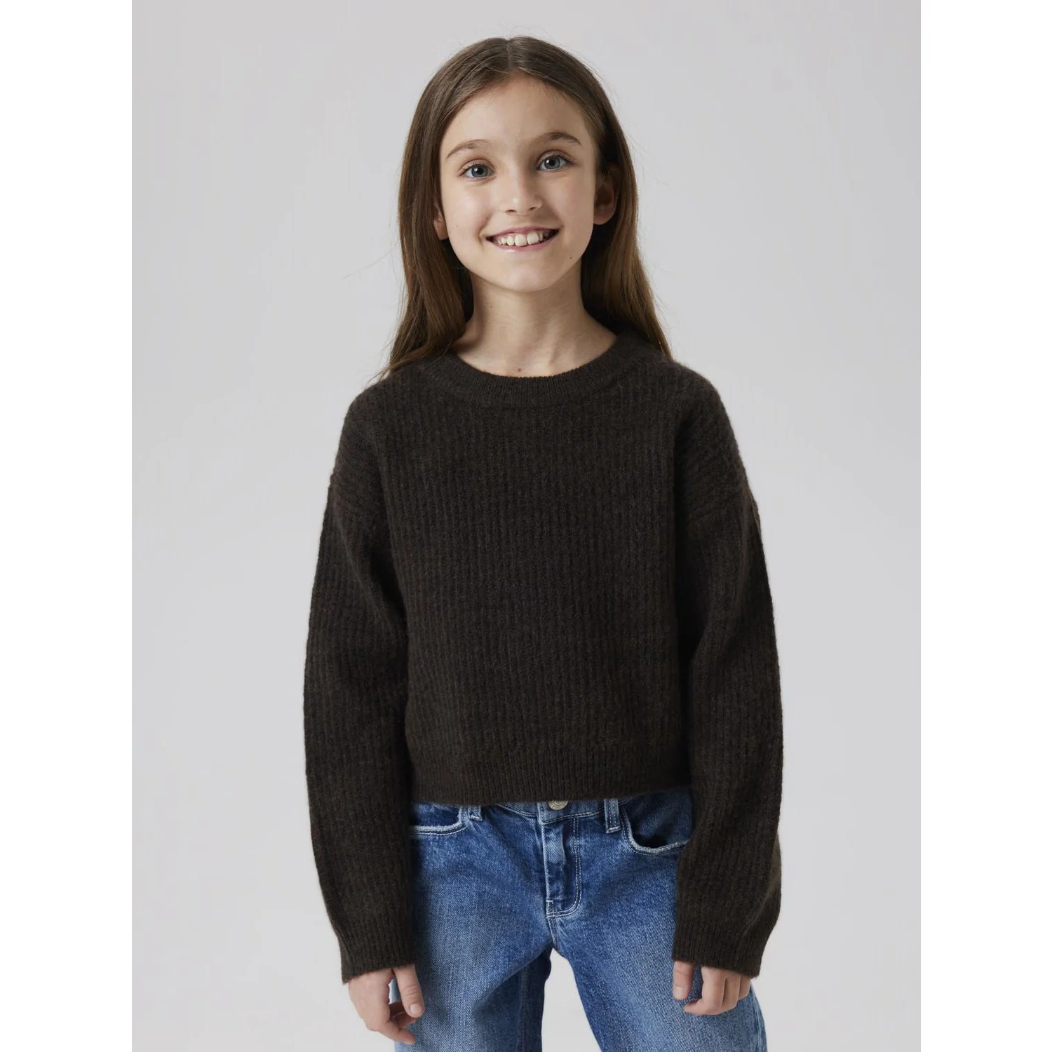 Name It Dark Grey Melange Nkfholly Ls Boxy Short Knit Noos - Image 2
