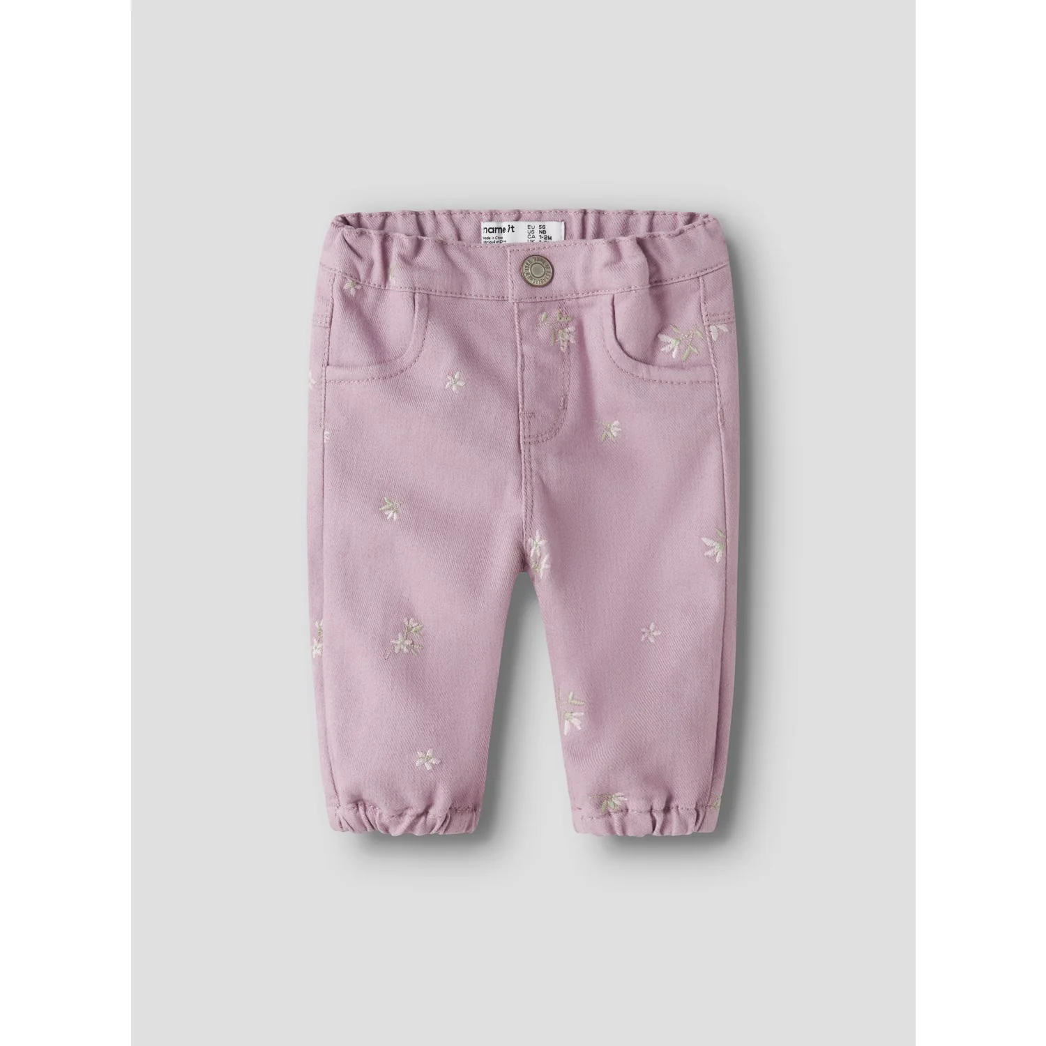 Name It Dawn Pink Flower Emb Nbfrose Loose R Twi Pants 1717-Yf B - Image 3