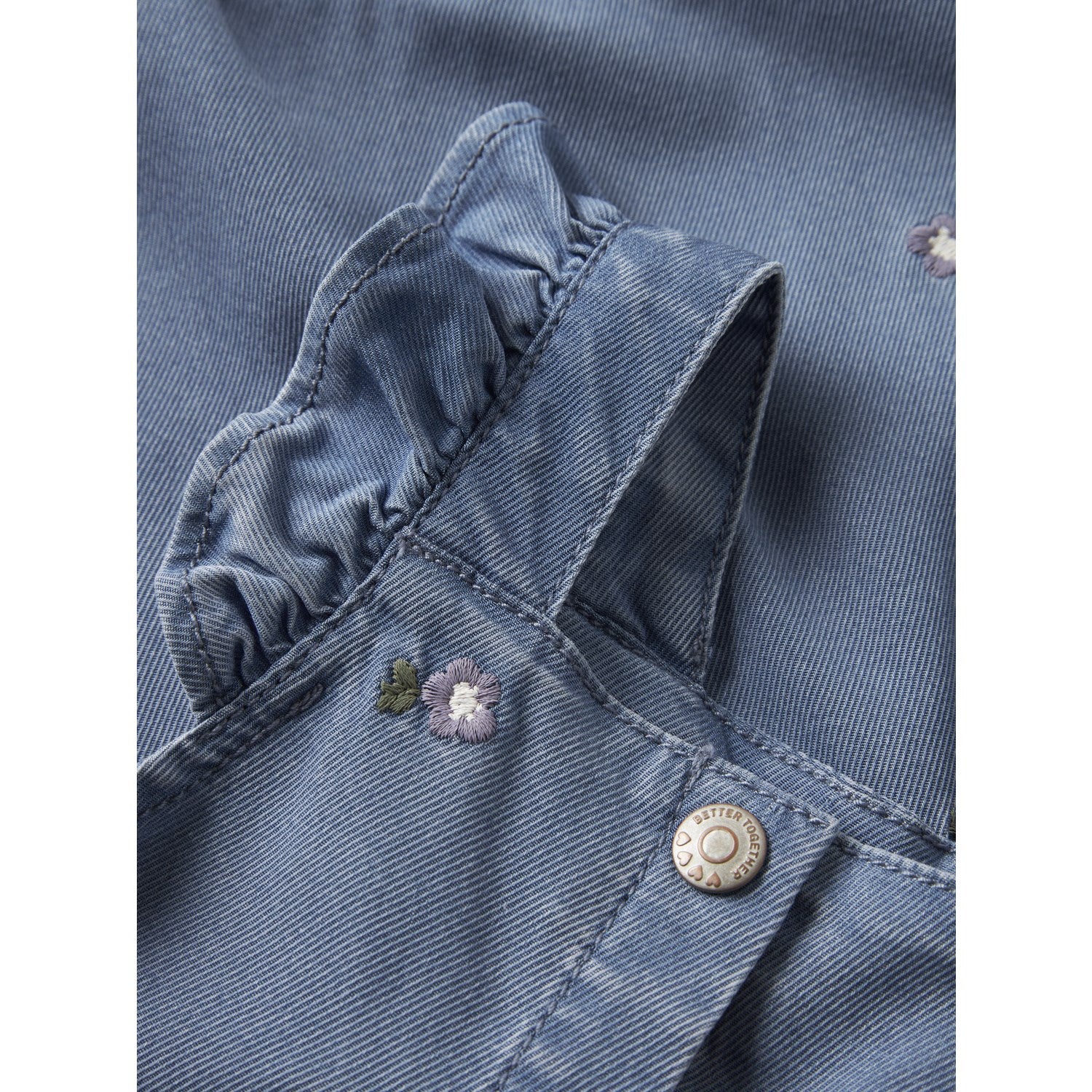 Name It Denim Blue Flower Emb Nbfsage Dnm Overall 3606-Yb - Image 2