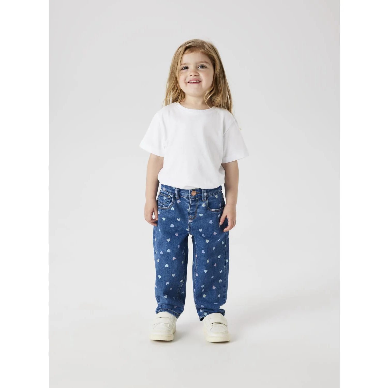 Name It Denim Blue Hearts Nmfbella Mom Shaped Jeans 3555-On Noos - Image 2
