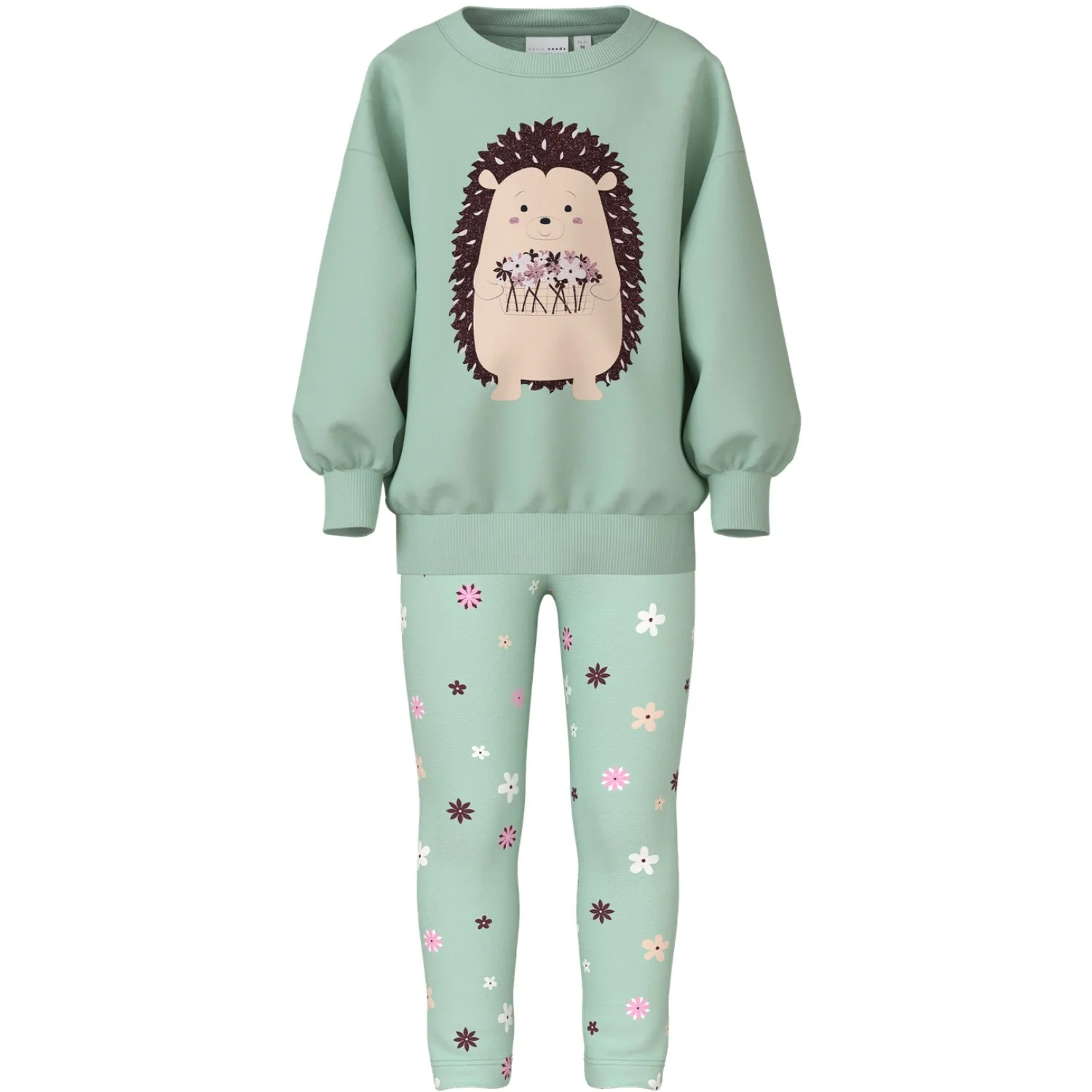 Name It Gossamer Green Nmfvalona Ls Long Rlx Sweat Set Unb