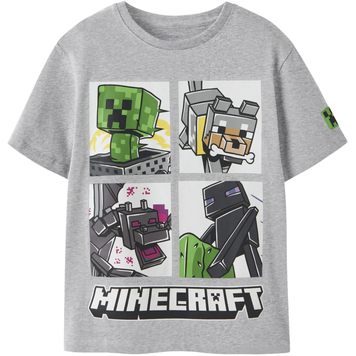 Name It Grey Melange Nkmmykin Minecraft Ss Nreg Top Box Bfu