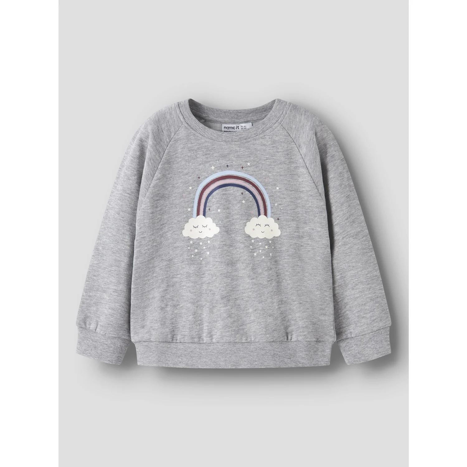 Name It Grey Melange Rainbow Clouds Nmfvenus Ls Nreg Sweat Bru - Image 6