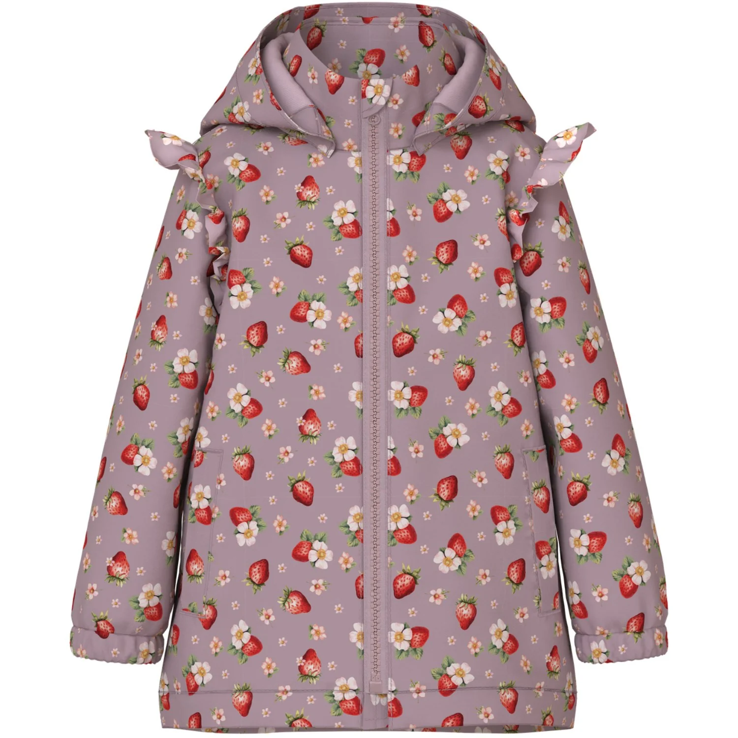 Name It Keepsake Lilac 1 Strawberry Nmfmaxi Jacket Li Frill Aop
