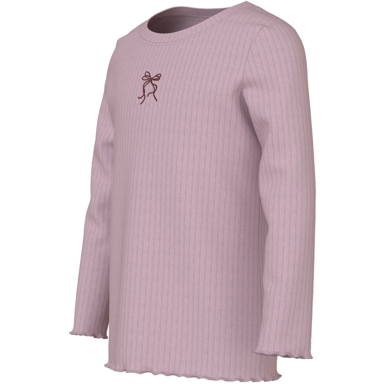 Name It Keepsake Lilac Bow Embroidery Nmfvemma Glitter Ls Slim Top - Image 2