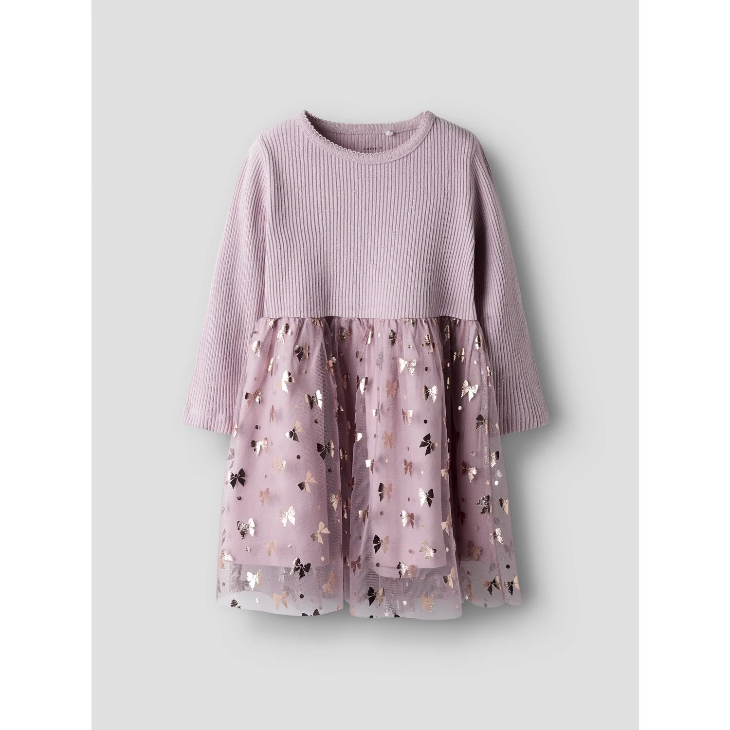 Name It Keepsake Lilac Nmfrosally Ls Dress - Image 3